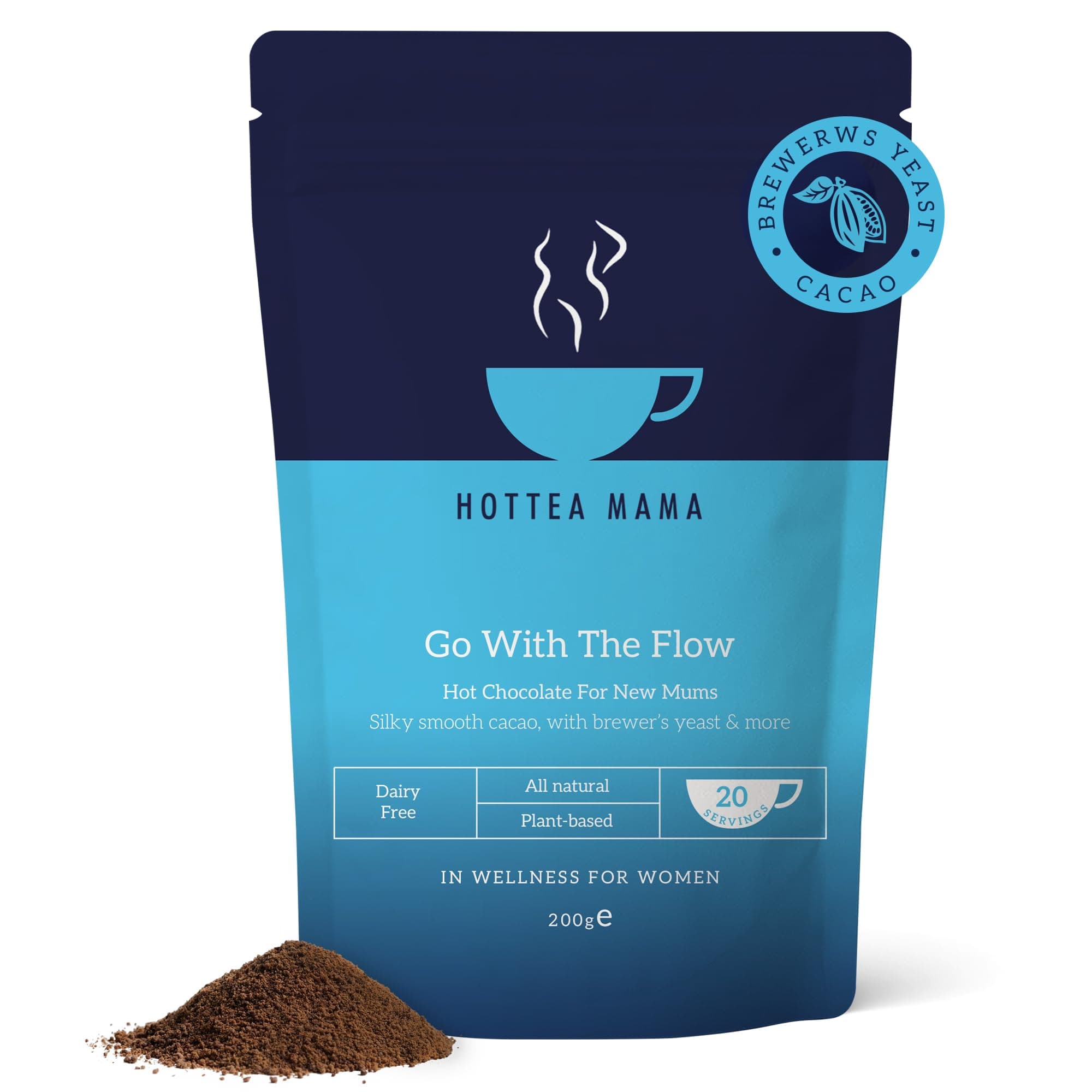 HOTTEA MAMA | Go With The Flow | Breastfeeding Support Hot Chocolate | 41% Cacao | Brewer’s Yeast | 200g (20 mugs of hot chocolate)