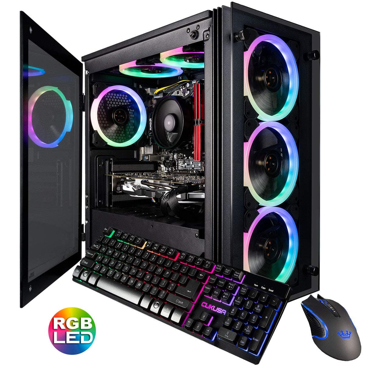 CUK Stratos Micro Gaming Desktop (AMD Ryzen 7 5800X, 32GB DDR4 RAM, 512GB NVMe SSD + 2TB HDD, NVIDIA GeForce GTX 1650 4GB, Windows 11 Home) Tower Gamer PC Computer