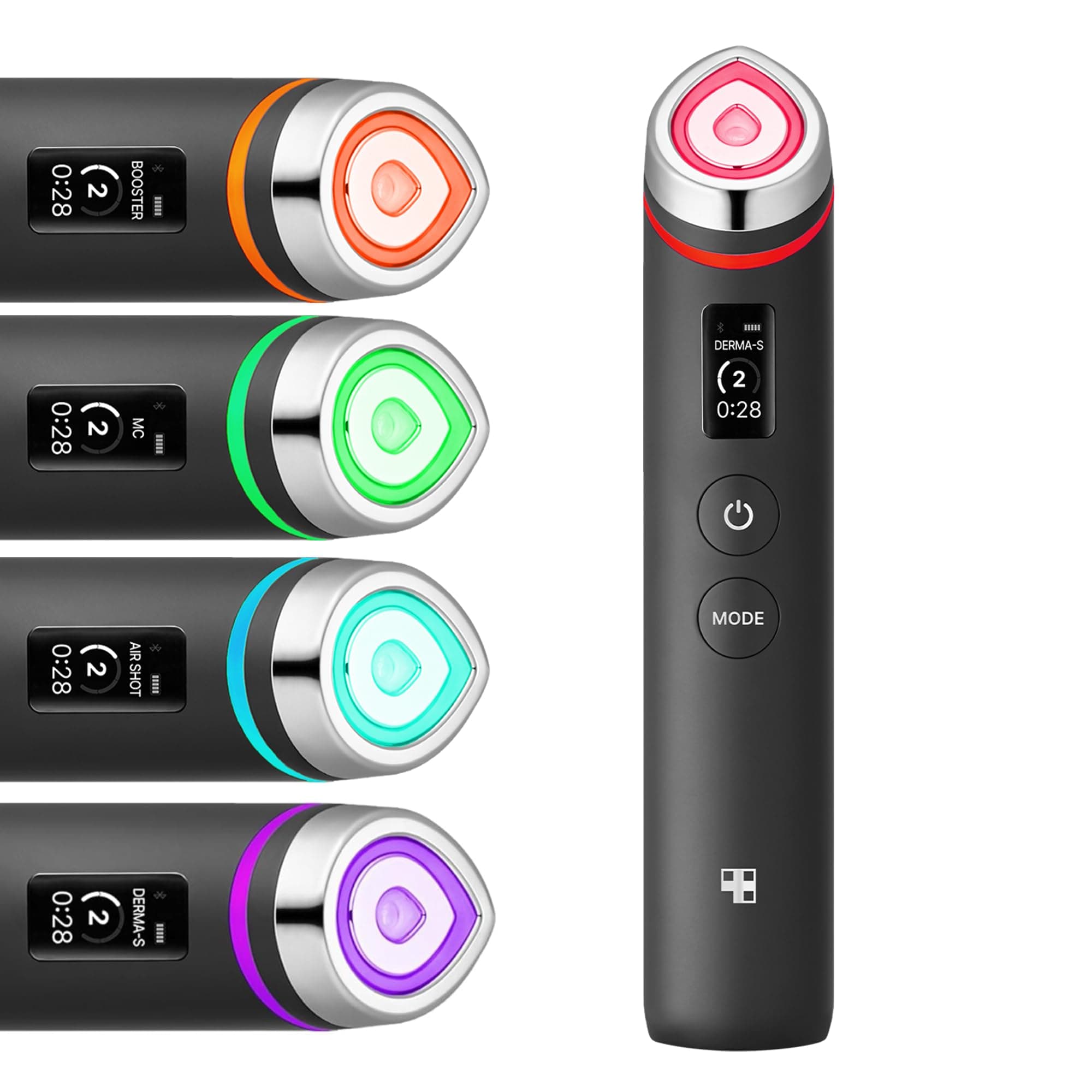 Booster Pro | 6-in-1 Real Glass Glow Beauty Massager | for Clear, Radiant, Firmer-Looking Skin | Korean Skin Care | Black