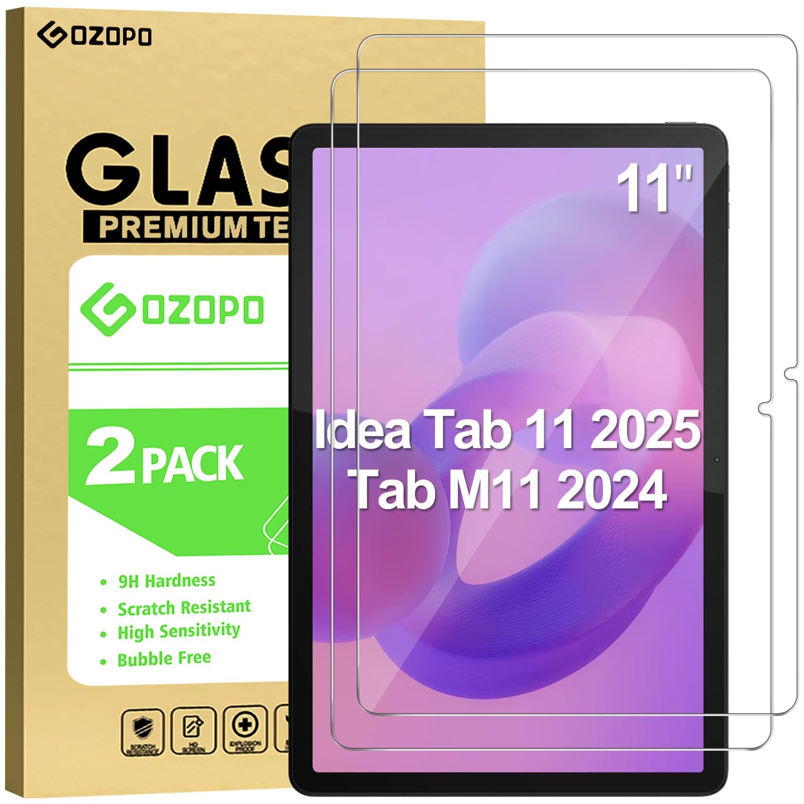 Screen Protector for Lenovo Tab M11 2024 / Idea Tab 2025 11 inch, 9H Tempered Glass Film, Anti-Scratch, No Bubbles [2 Pack]