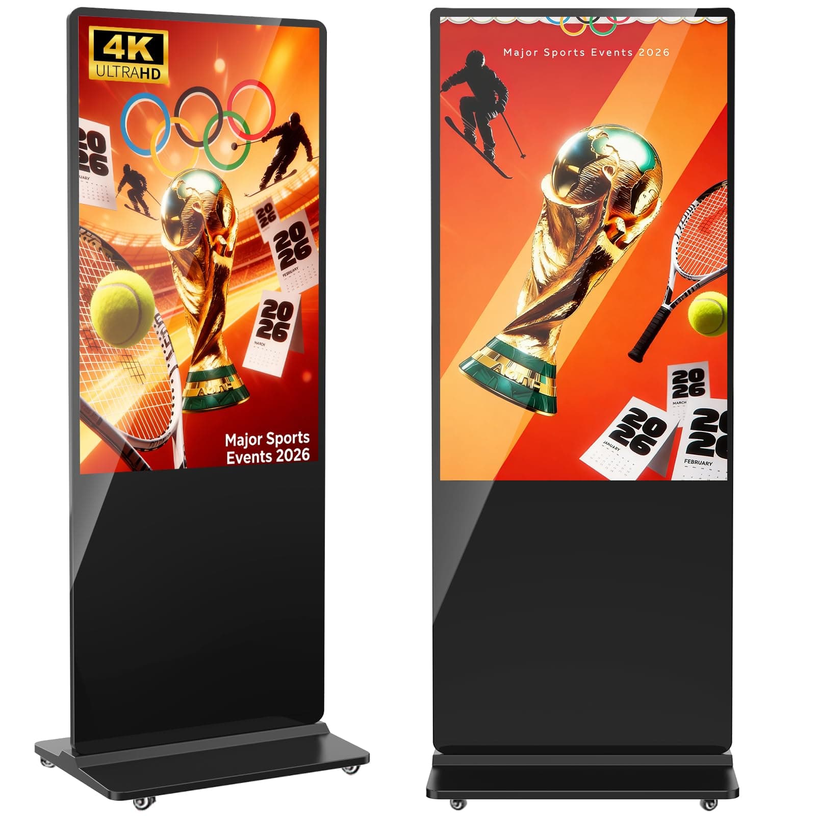 55 inch Indoor Digital Signage,CMS Software,4K UHD LCD Screen IPS Floor Standing Digital Kiosks Interactive Displays with WiFi HDMI/USB Input Auto AD Player, Android OS Black