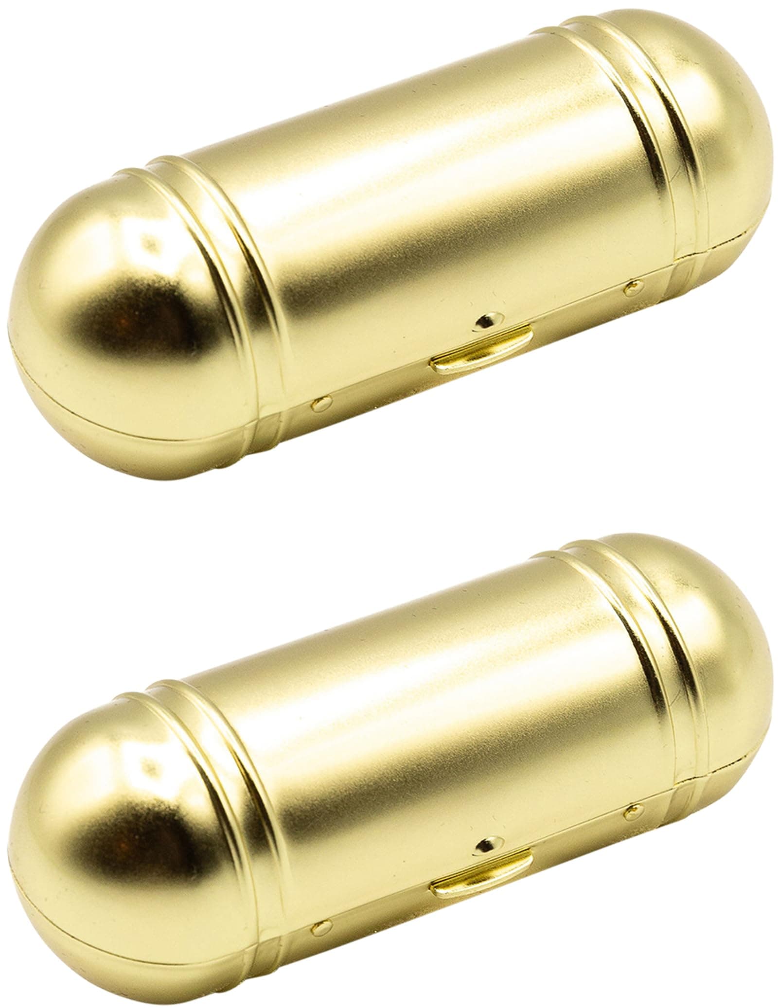 Stephanie Imports Set of 2 Capsule Shaped Lipstick Cases With Glass Mirror (Gold Bands)