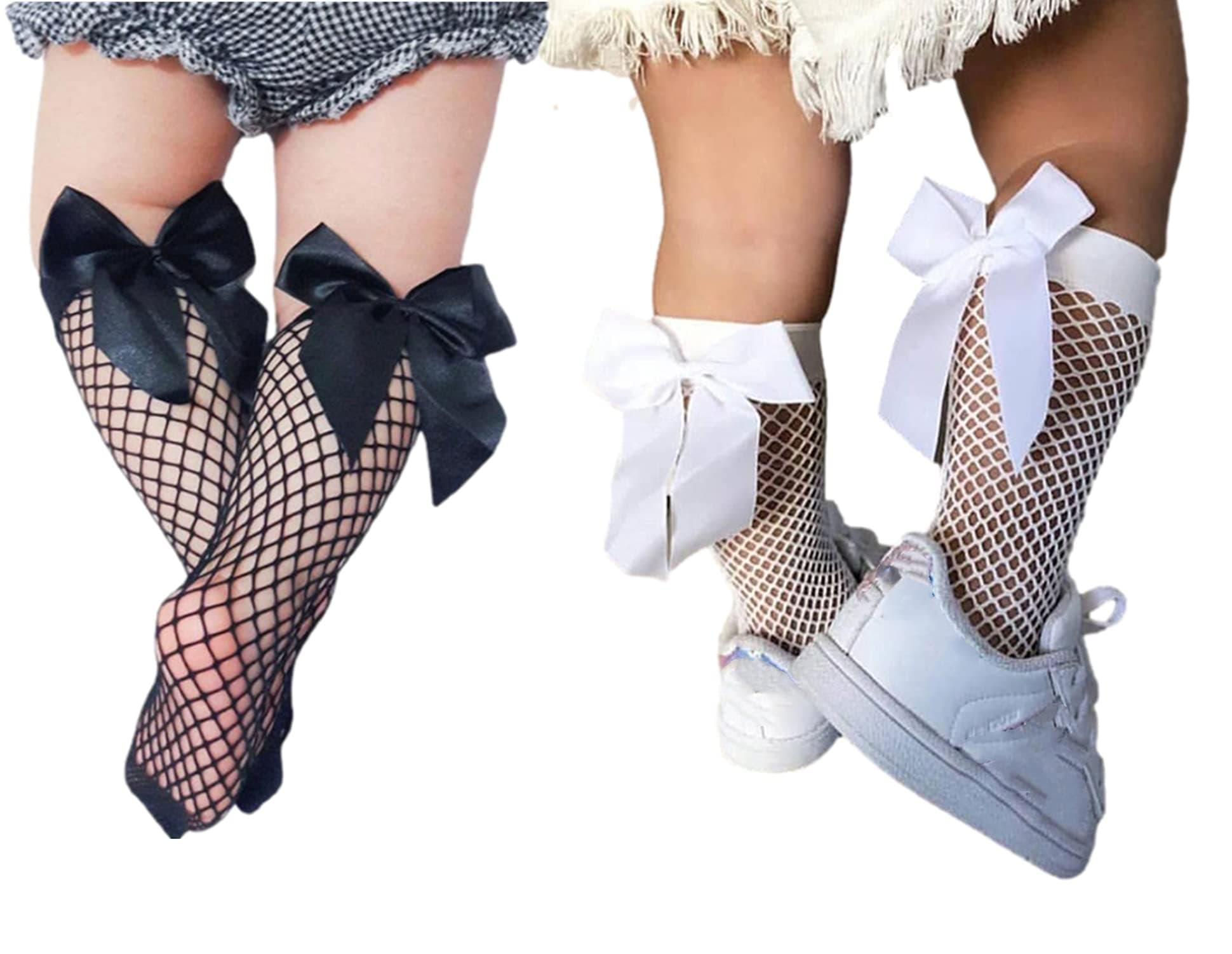 AYIYOToddler Kids Girls Fishnet Stockings Mesh Fancy Sock Glitter Tights Summer Dress Socks 2 Pairs
