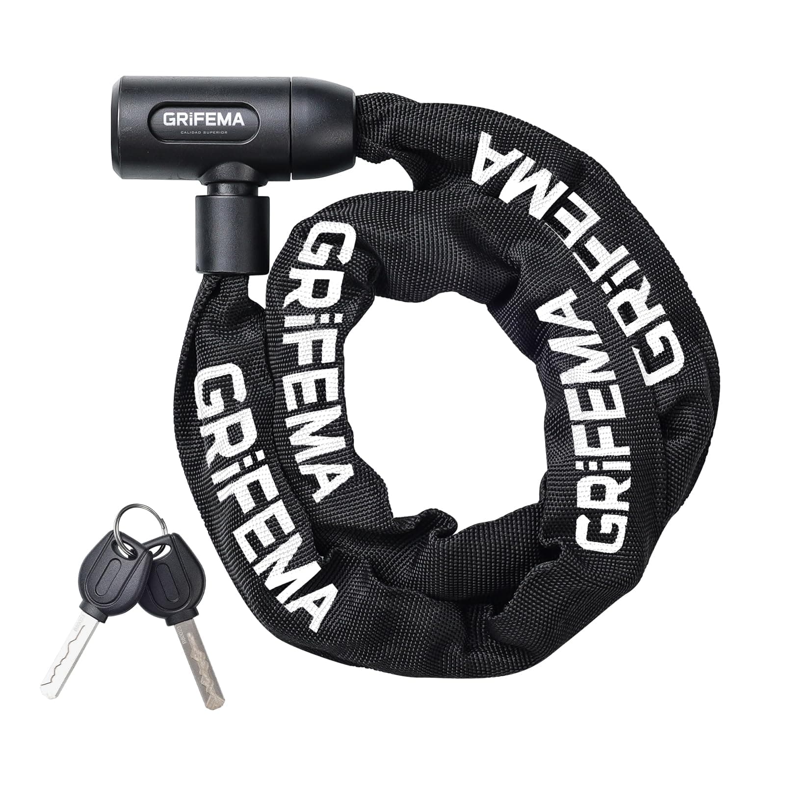 GRIFEMA GA1201-12 Bike Chain Locks with 2 Keys, 120cm High Security Bicycle Lock for Bike Cycle, Moto, Door, Gate Fence, with Waterproof Keyhole Cover
