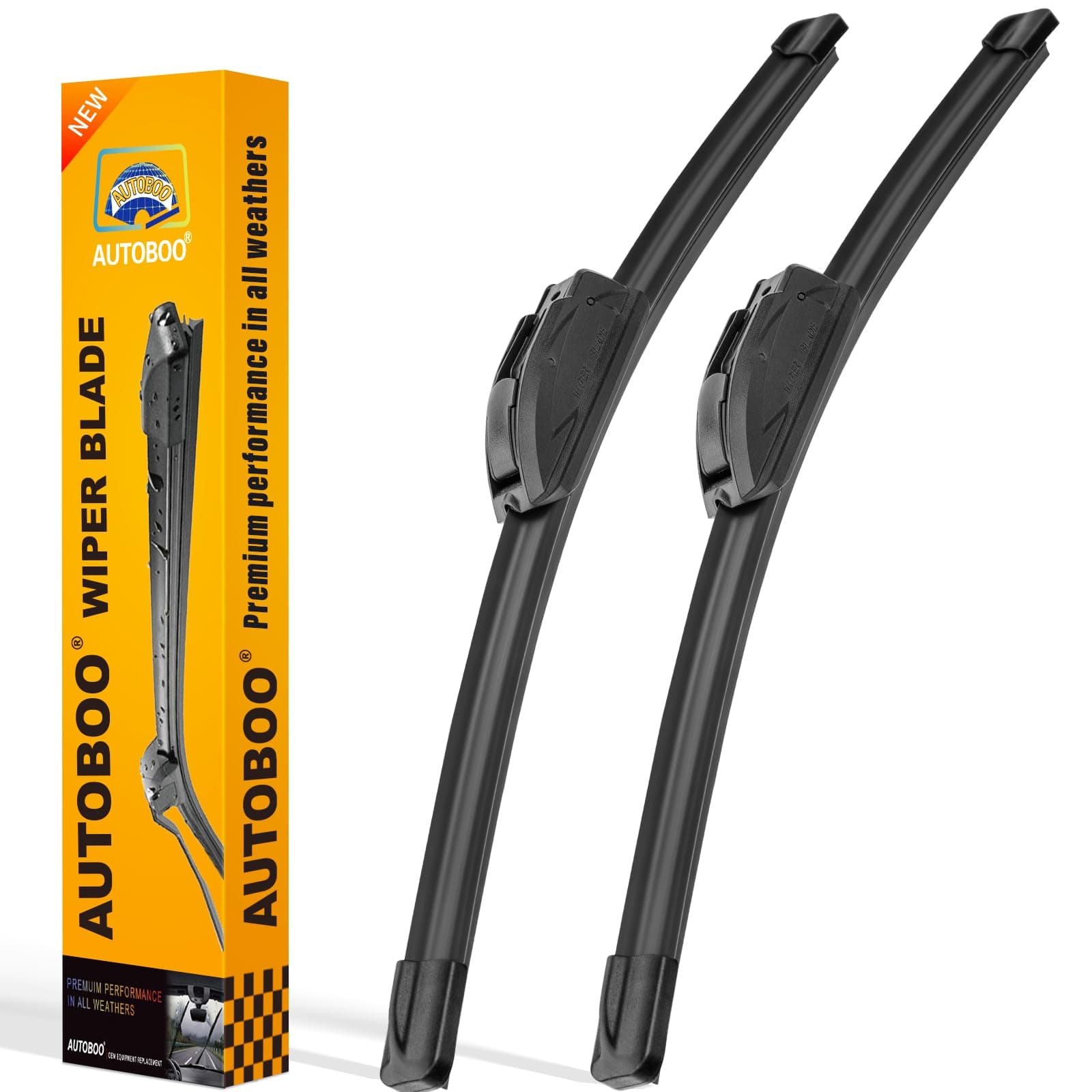 AUTOBOO 22" and 20" Windshield Wipers Blades (Pack Of 2),OEM Quality Premium All-Seasons Wiper blades,Stable and Quiet Armor wiper blades