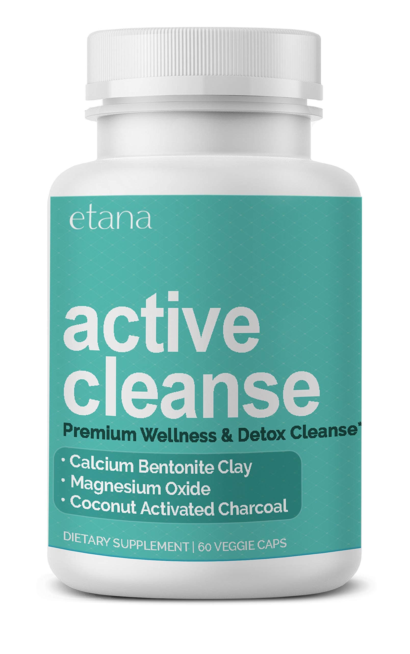 Active Cleanse by Etana Beauty – 60 vcaps – Professionally Formulated Detox Support & Wellness Cleanse – Enhanced with Calcium Bentonite Clay, Organic Coconut Activated Charcoal & Magnesium Oxide