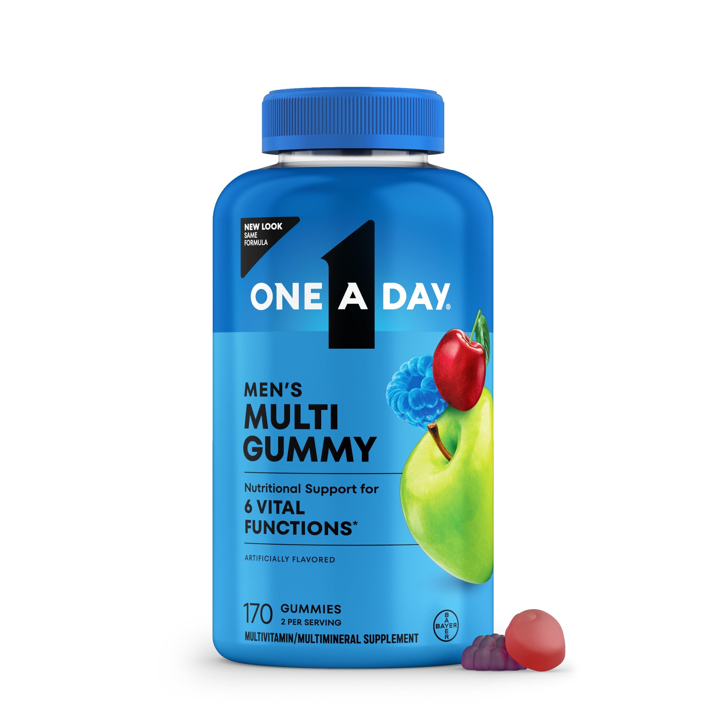 One A Day Men’s Multivitamin Gummies, Supplement with Vitamin A, Vitamin C, Vitamin D, Vitmain E, Calcium & more, 170 Count
