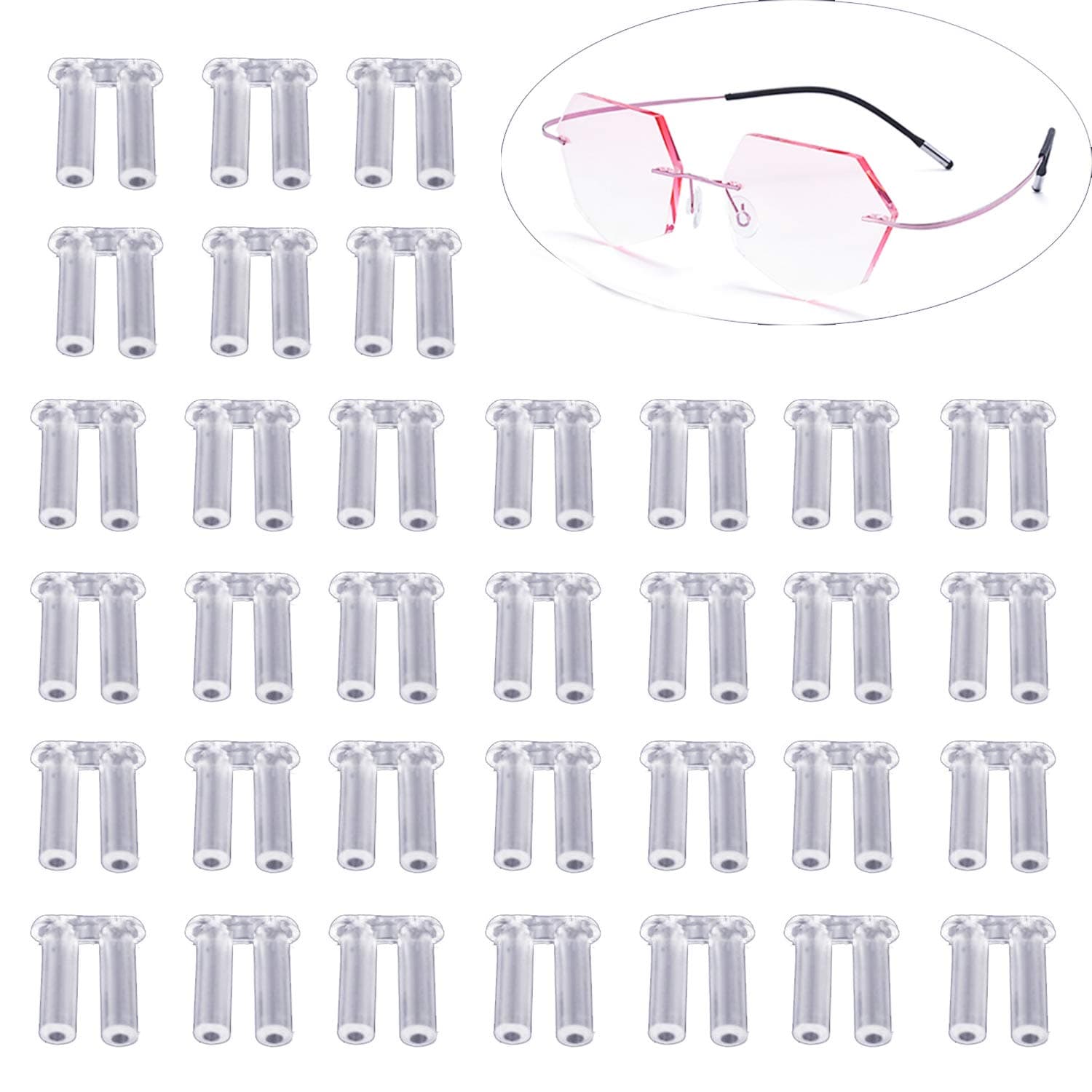YouU 100 Pcs Clear Plastic Compression Sleeves for Rimless Glasses Fixing Accessories Tools(1.7/1.8/2.0mm) (1.8 * 1.0 * 7.0)