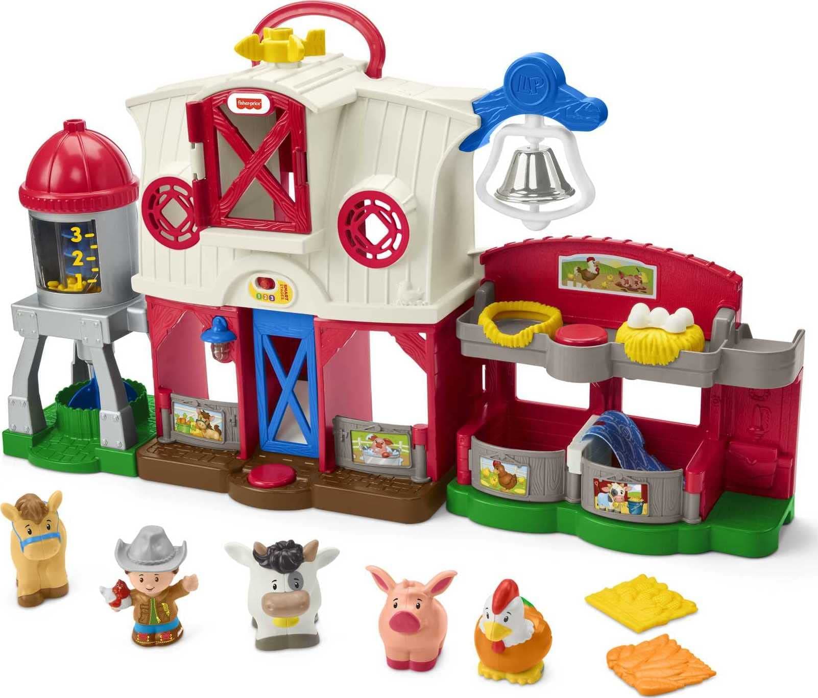 Fisher-Price Little People Caring for Animals Farm Electronic Interactive playset with Smart Stages Learning Songs for Toddlers Ages 1 and up (Amazon Exclusive)