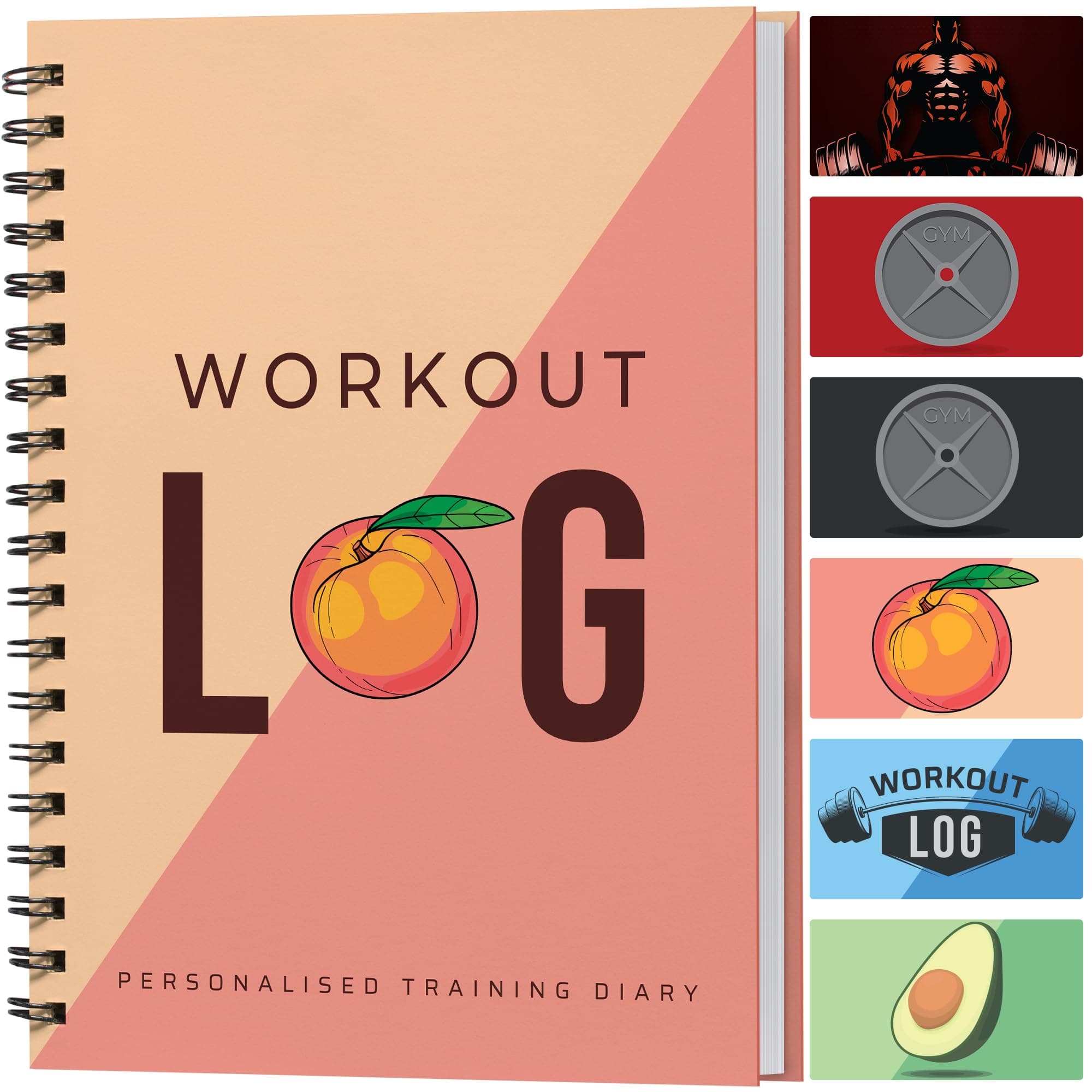 Workout Planner for Daily Fitness Tracking & Goals Setting - A5 Size, 6” x 8”, Peachy Pink - Improved Thicker Cover - Men & Women Personal Home & Gym Training Diary - Log Book - by Workout Log Gym