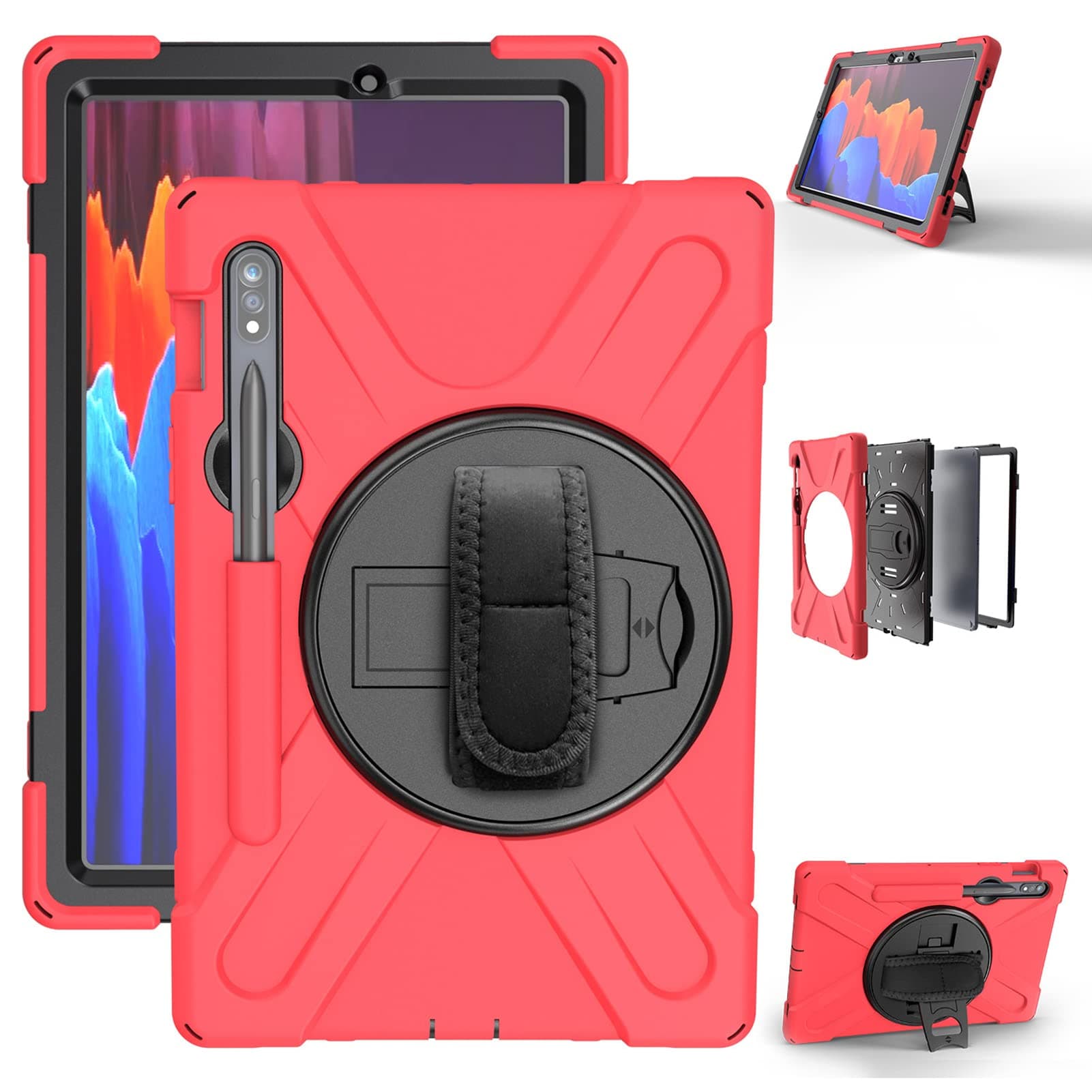 ORIbox Corsair Case for Samsung Galaxy Tab S8/ Tab S7 11", Heavy Duty Rugged Protective, 3 in 1 Shockproof Bumper with 360° Kickstand/Hand Strap