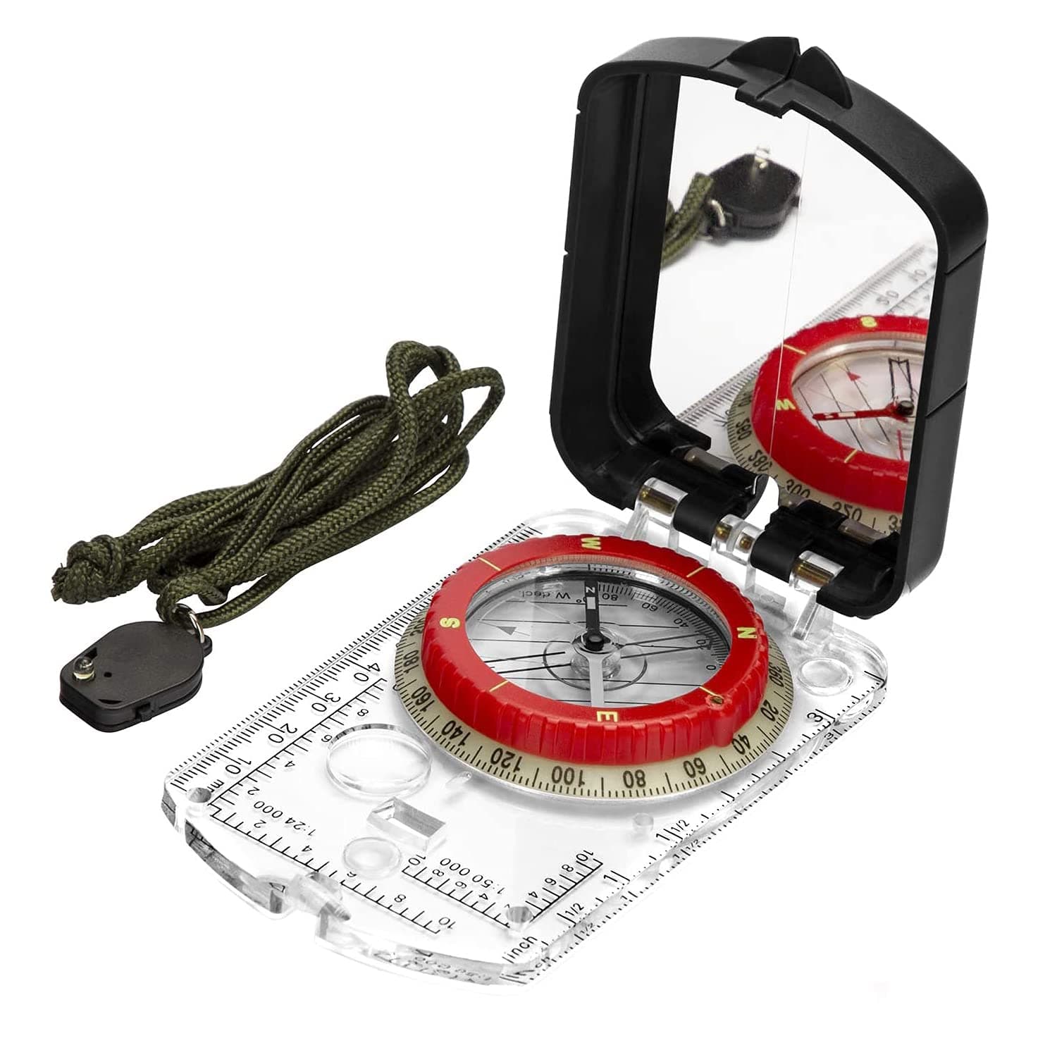 Orienteering Map Compass -Sighting Mirror Compass with Adjustable Declination,Clinometer and LED light for Hiking, Camping,Orienteering,Hunting,Global Mountaineering,Navigating and SAR training.
