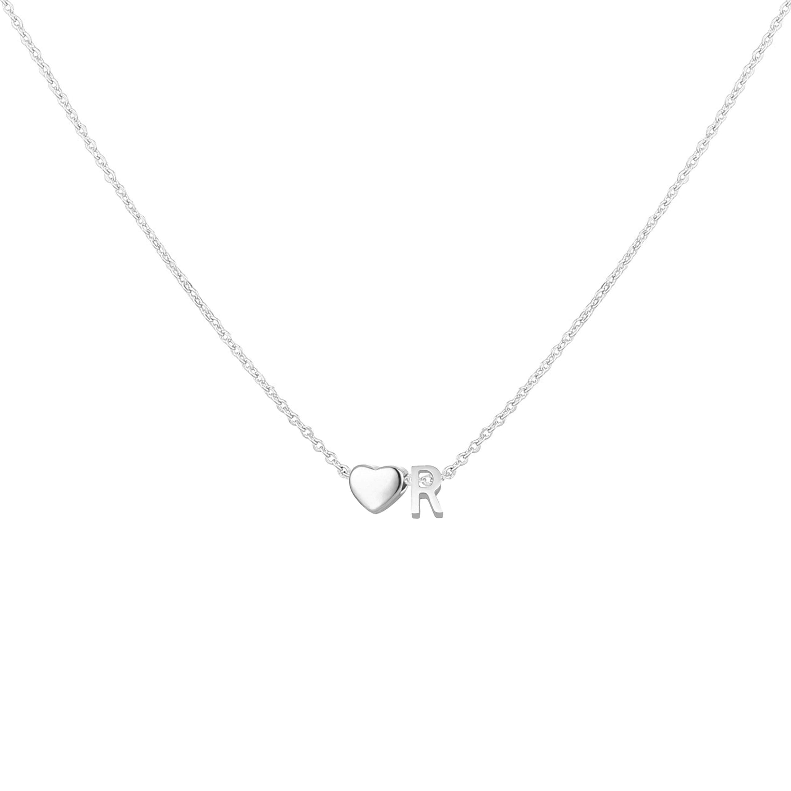 Heart Initial Necklace for Women Stainless Steel Tiny Heart Letter Necklace Personalized Name Necklace