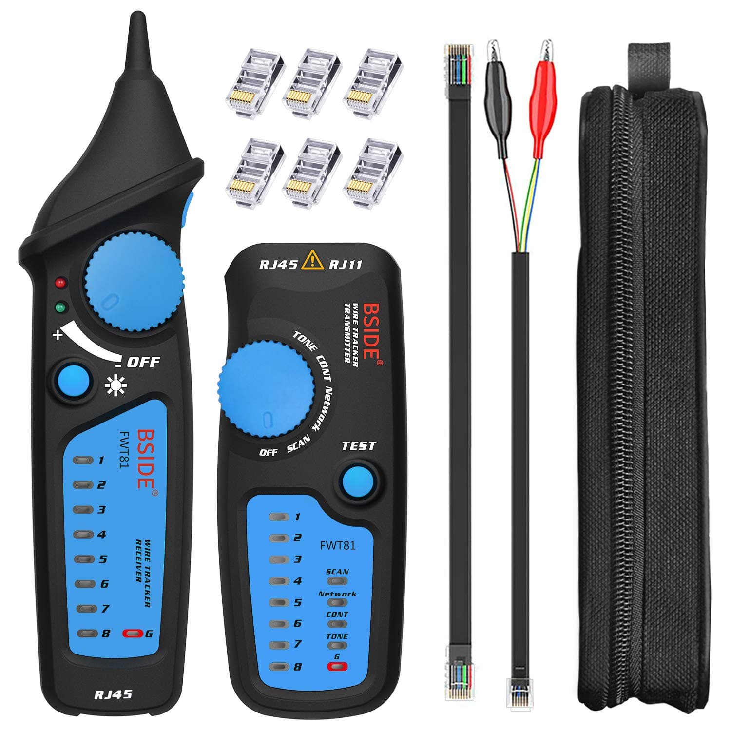 BSIDEFWT81 Network Cable r RJ11 RJ45 Line Finder Wire Tracker Telephone LAN Line r Detector with Modular Connector