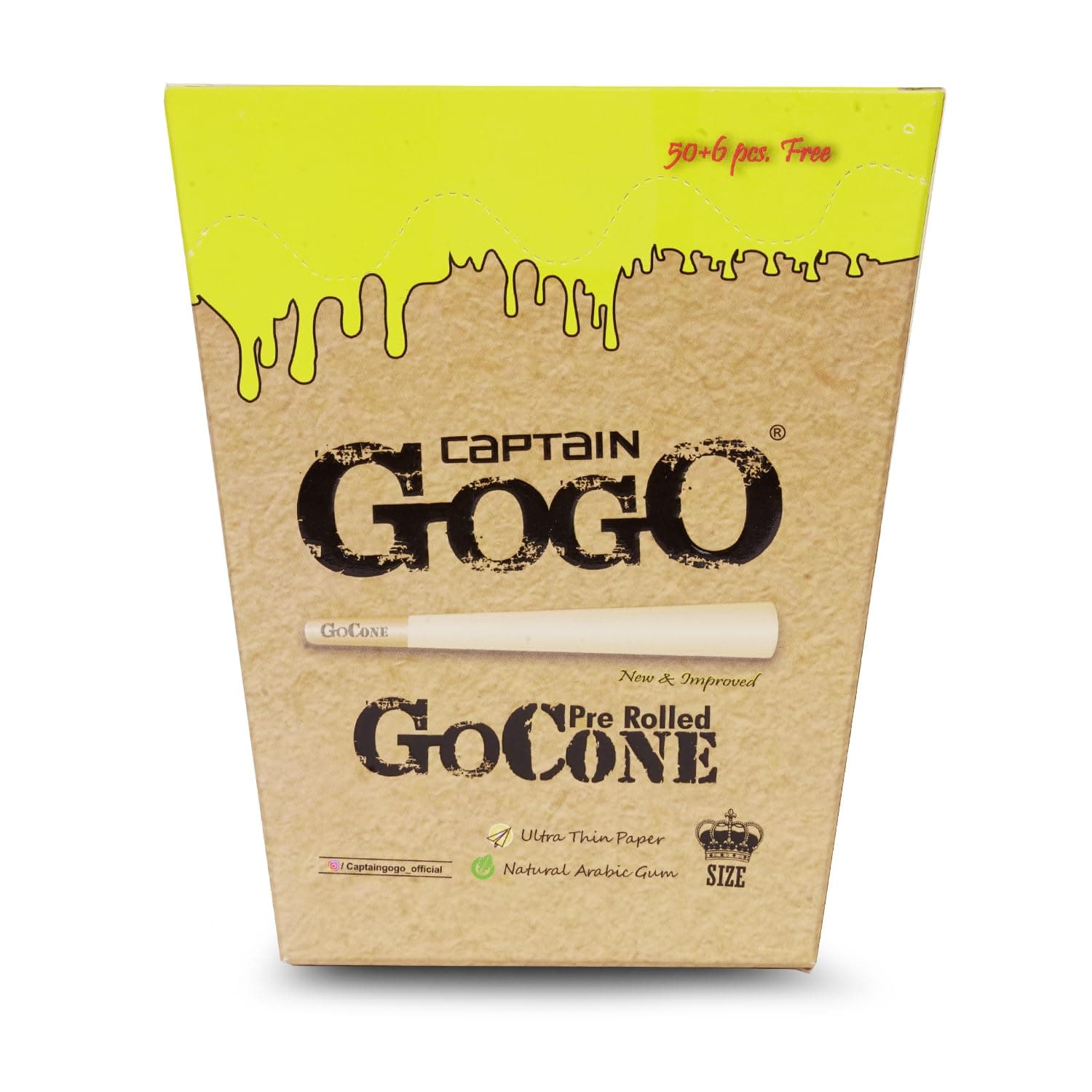 Captain GoGo unbleaches pre rolled Rolling paper King Size 13 Gsm 56 cone (Brown)