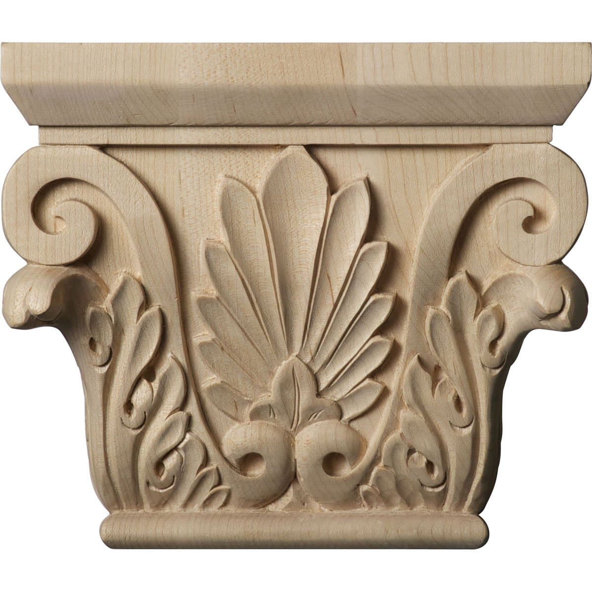 Ekena CAP06X02X05CHAL 6 4 3/8" BW x 2 5 1/2" H Small Chesterfield Capital (Fits Pilasters up to 3 7/8" W x 1" D), Alder