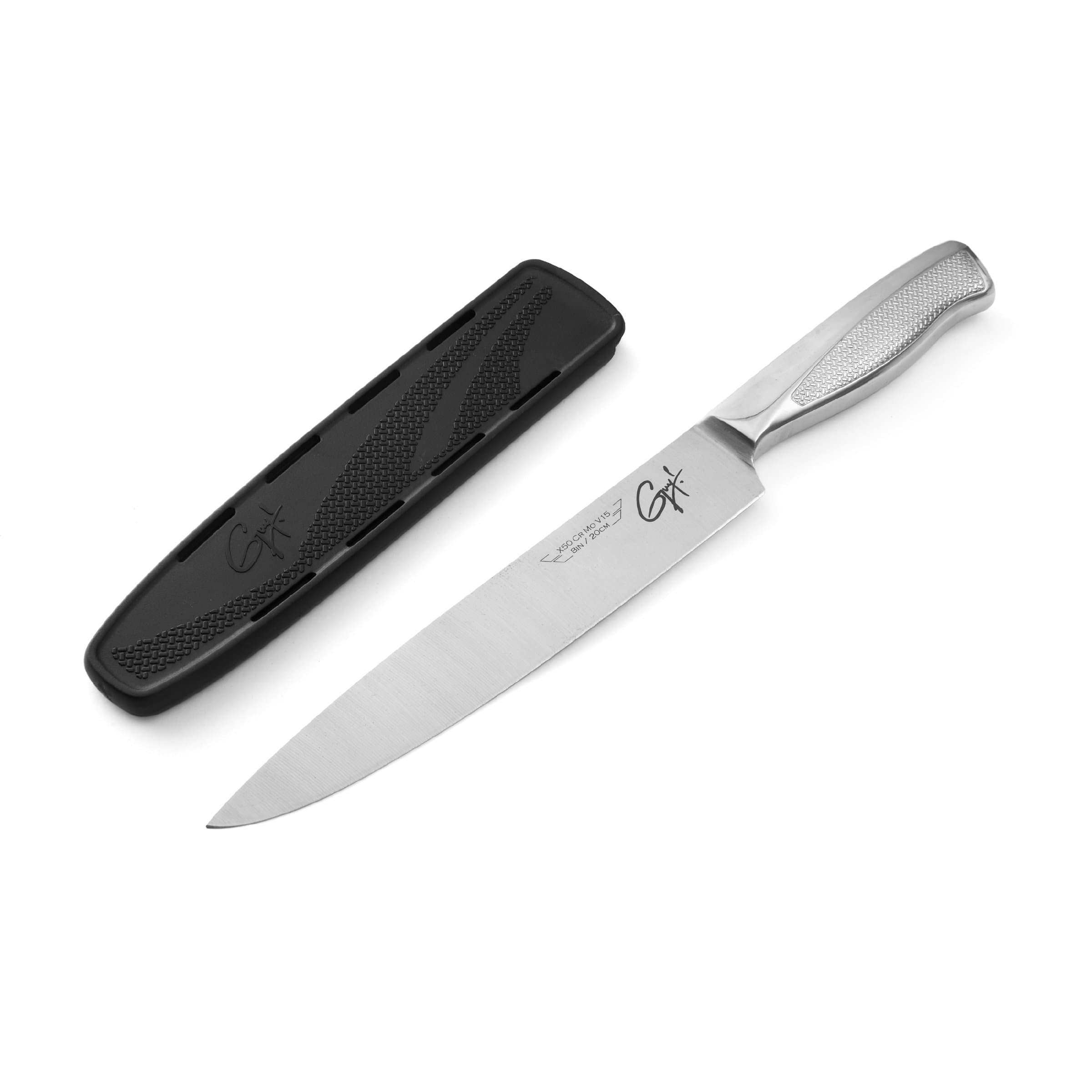 Guy Fieri Signature 8-Inch Stainless Steel Slicer Knife with Sheath (Red, Black)