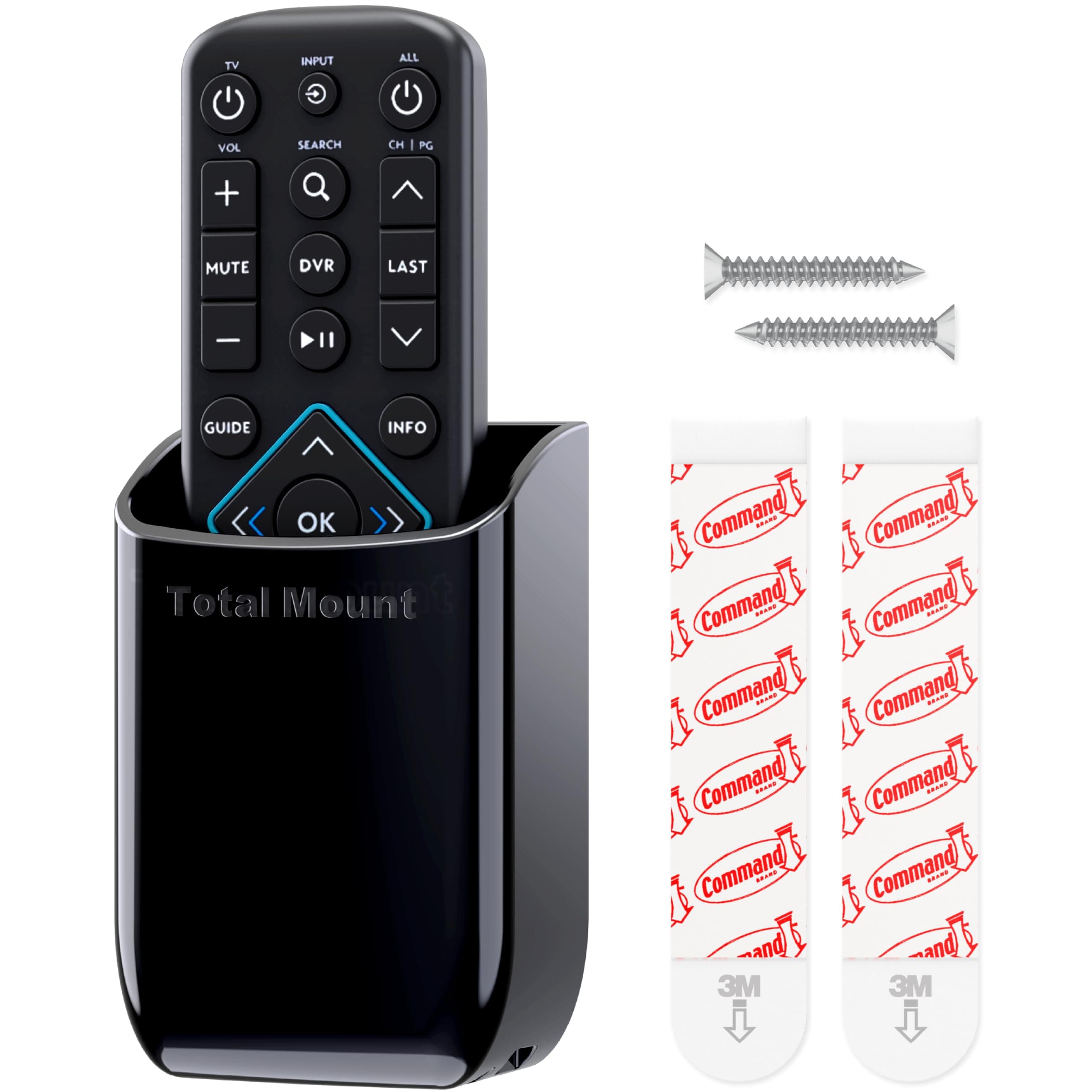 Hole-Free Remote Control Holder – Eliminates Need to Drill Holes in Your Wall (Black, Quantity 1)