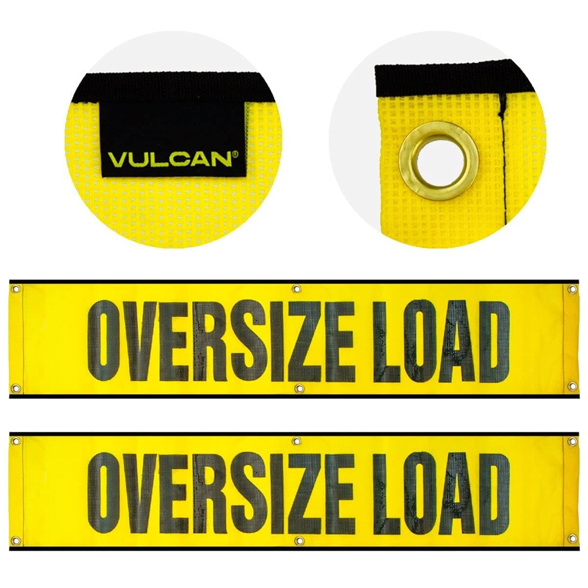 VULCAN Oversized Load Banner For Escort Vehicles - 2 Pack - Mesh - 12 Inch x 60 Inch