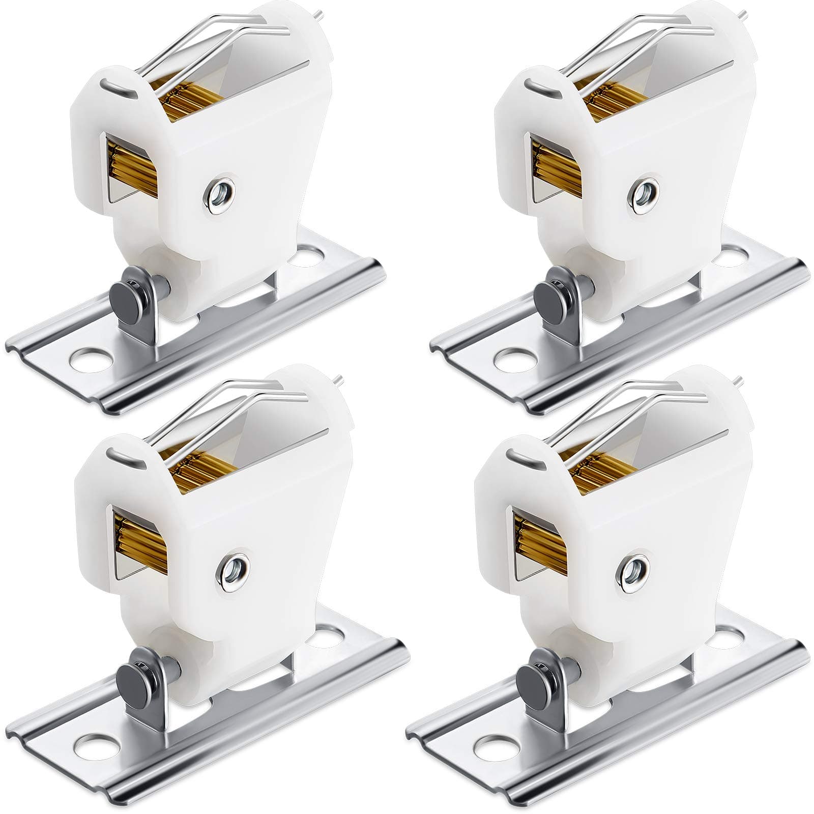 Jetec 4 Pieces White Roman Shade Cord Lock Dual Brass Wheels Stainless Steel Bracket Swivel Type Hold up to 3 Cords Austrian Shade Window Blind Lock for Pleated Shades Woven Wood Shades Bamboo Blinds