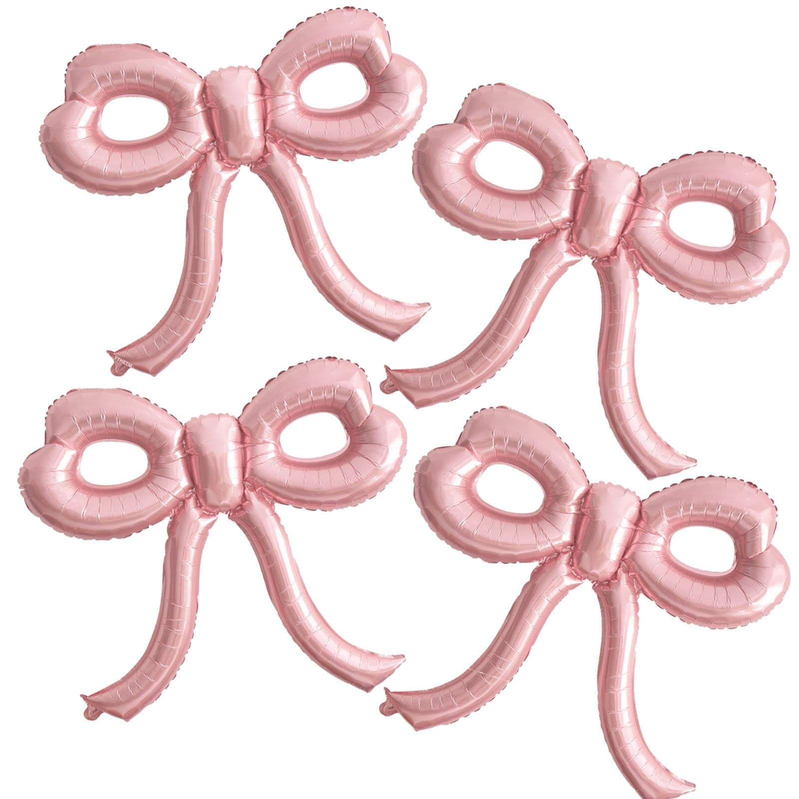 4 Pcs Pink Bow Balloons Bow Party Decorations for Girl Women Pink Bow Birthday Decorations Giant Foil Balloon for Baby Shower Bridal Engagement Wedding Decor Bachelorette Party Supplies