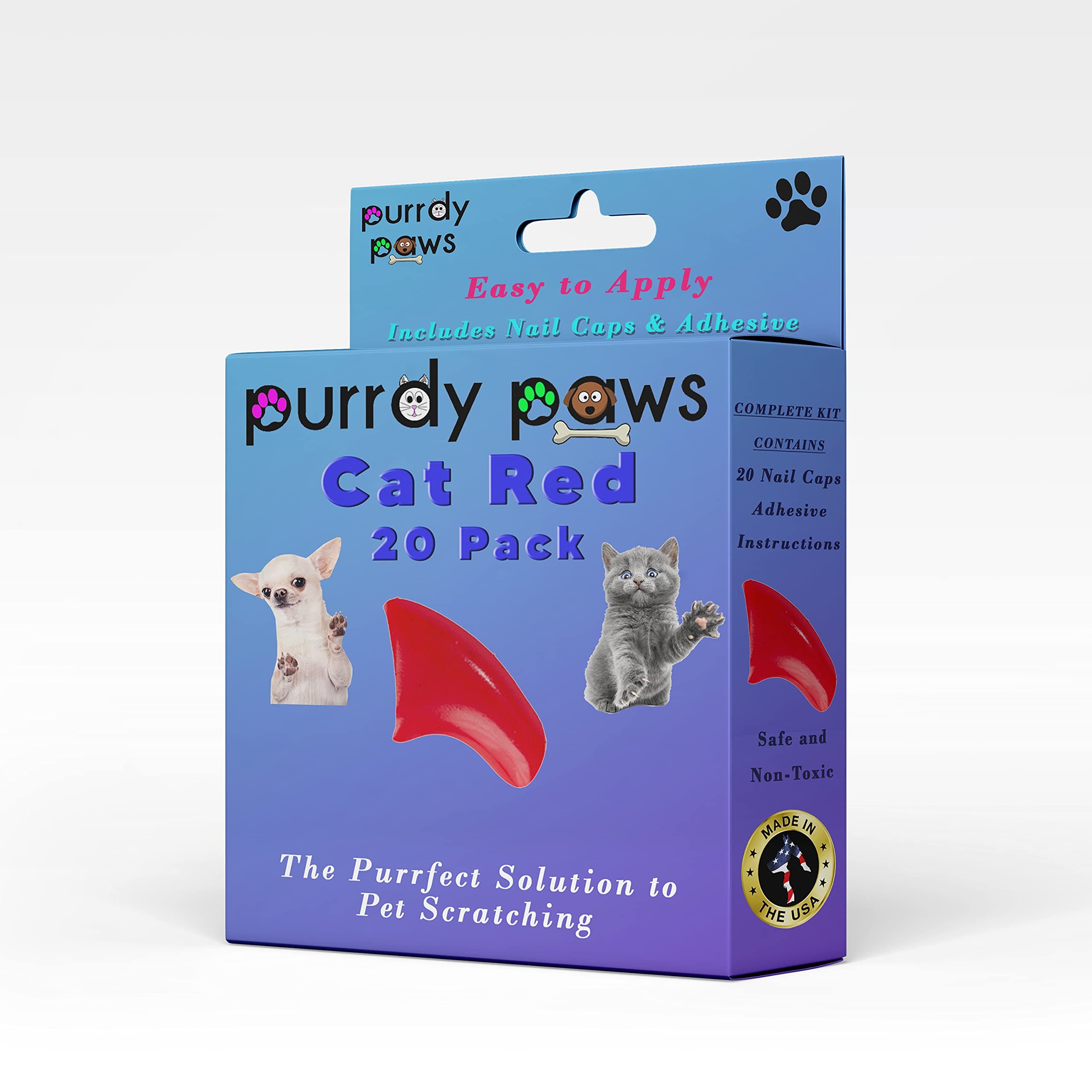 Purrdy Paws Soft Nail Caps for Cat Claws RED Large