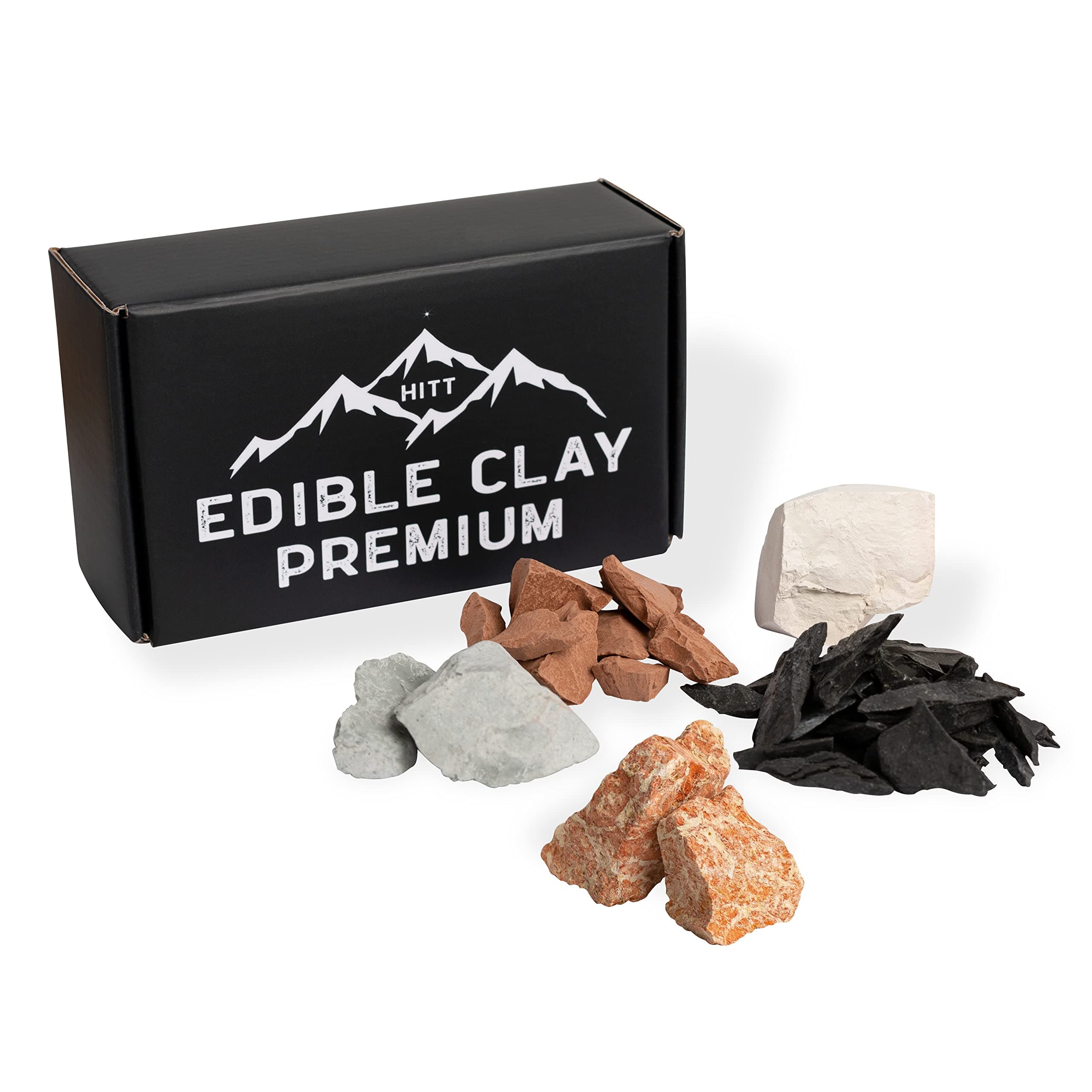 HITT Edible Clay Chunks Set – 5 Sorts of Clay for Eating 8.8 oz (250 gr) Zero Additives ASMR Food for Pica Cravings, Handpicked Edible Dirt