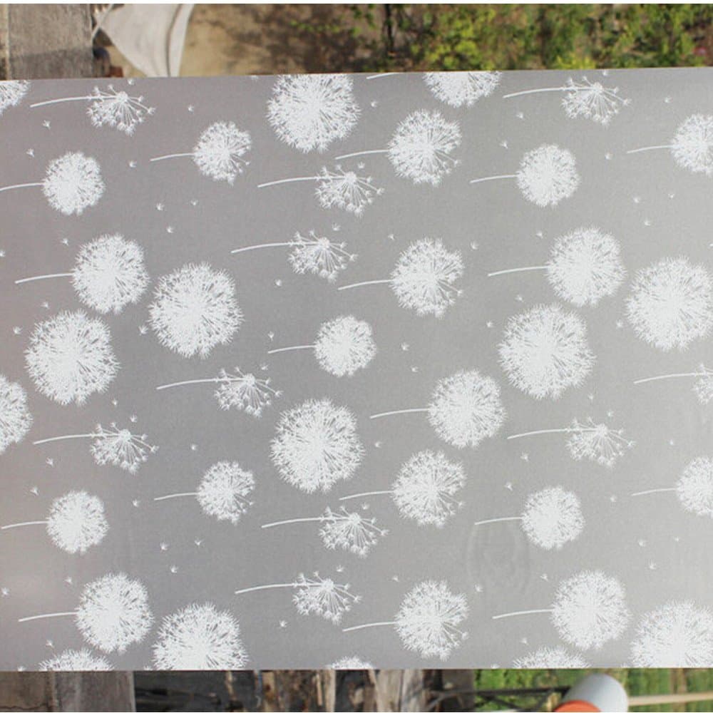 iHappy Frosted Clear PVC Self Adhesive Privacy Glass Window Film,18x79 Inches,Dandelion