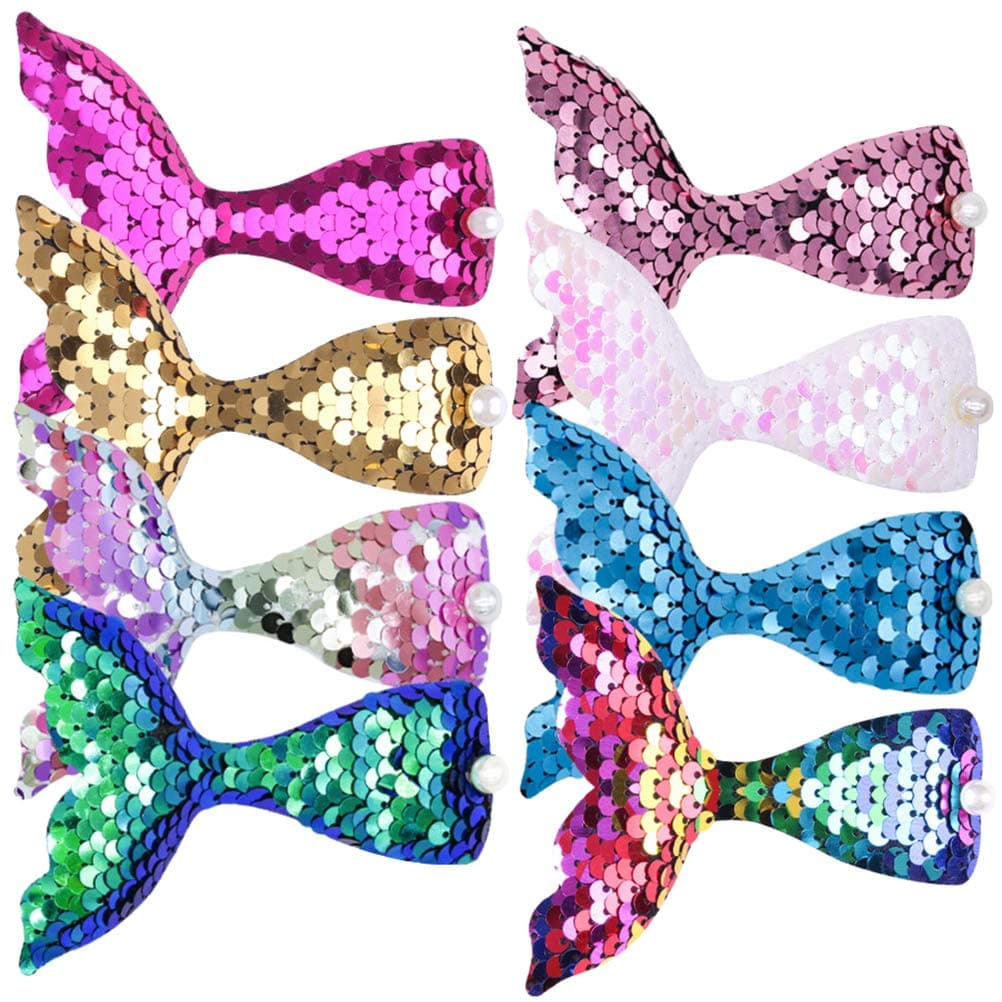 Abaodam 8PCS Stylish Mermaid Hairpin Three- Dimensional Sequin Duckbill Clip Headdress
