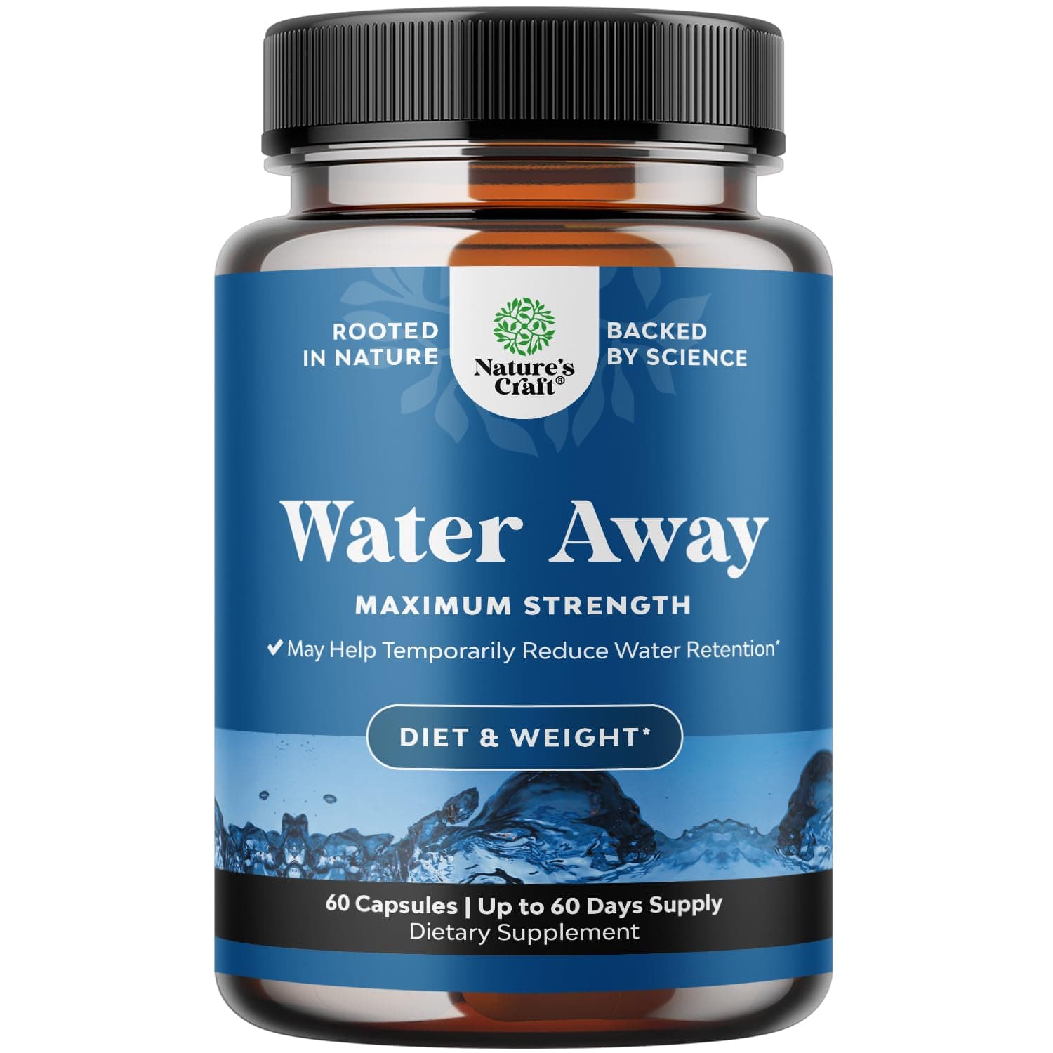 Water Away Pills Diuretic Supplements - Natural Diuretic Water Pills to Reduce Water Retention with Dandelion Leaf Extract Pure Green Tea Juniper Berry Vitamin B6 for Water Balance and Kidney Cleanse
