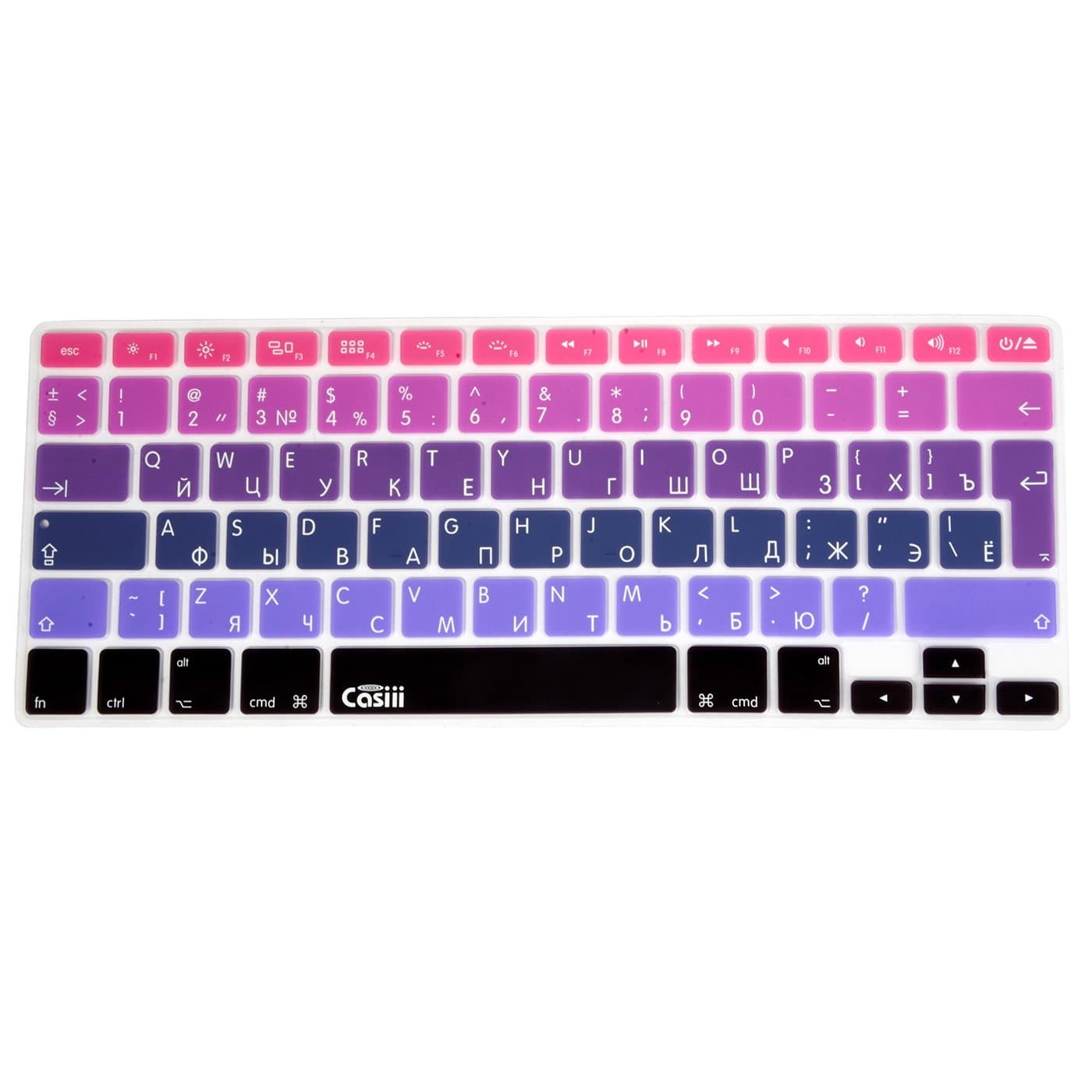 Casiii Russian English Ultrathin Silicone MacBook Keyboard Cover for Macbook, Macbook Pro, Macbook Air, and iMac, 13, 15, and 17 Inch, With/Without Retina Display (Ombre Purple)