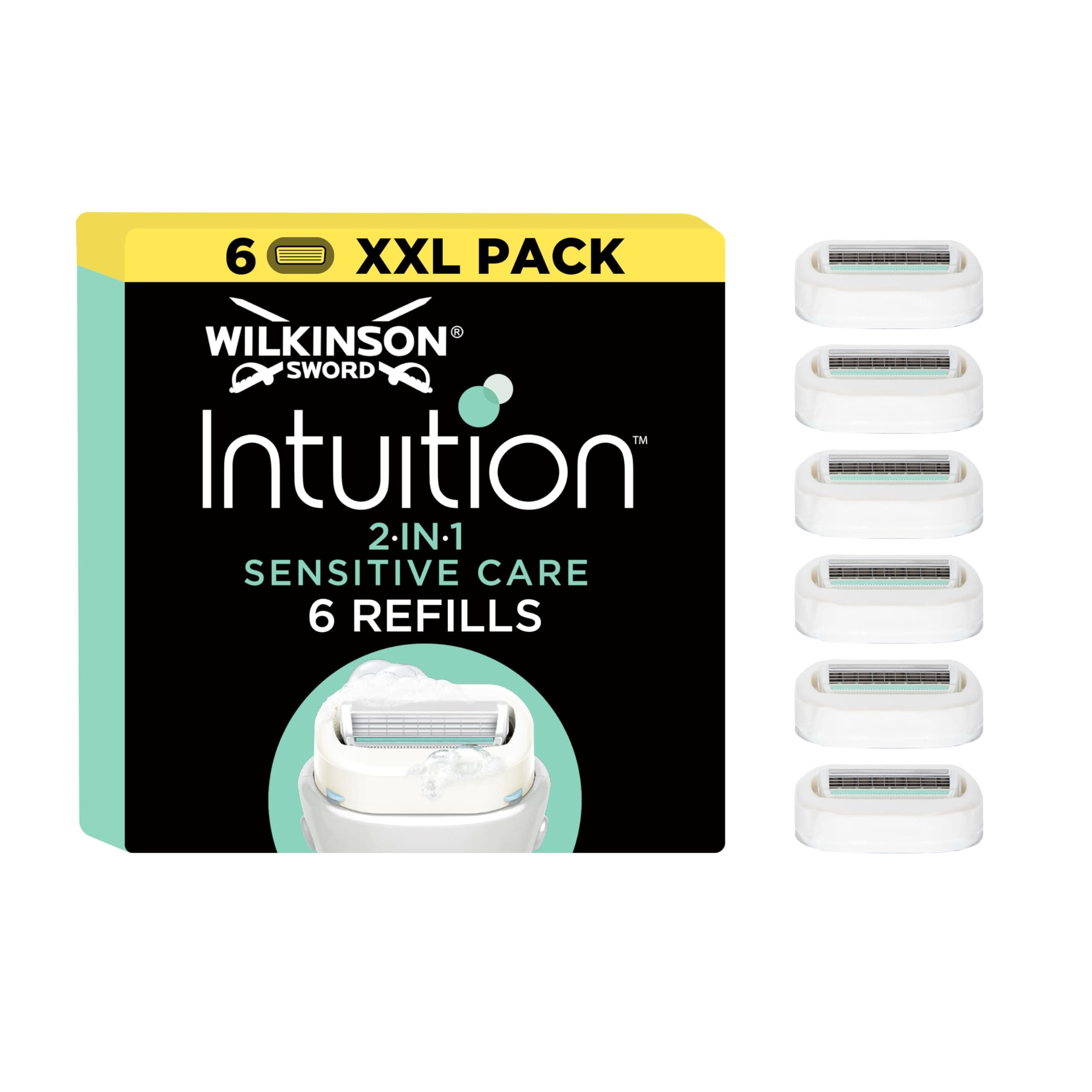 Intuition Sensitive Care For Women | No Shave Gel Needed | Pack of 6 Razor Blade Refills