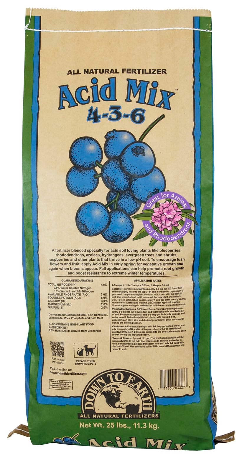 Down to Earth All Natural Acid Mix Fertilizer 4-3-6, 25 lb