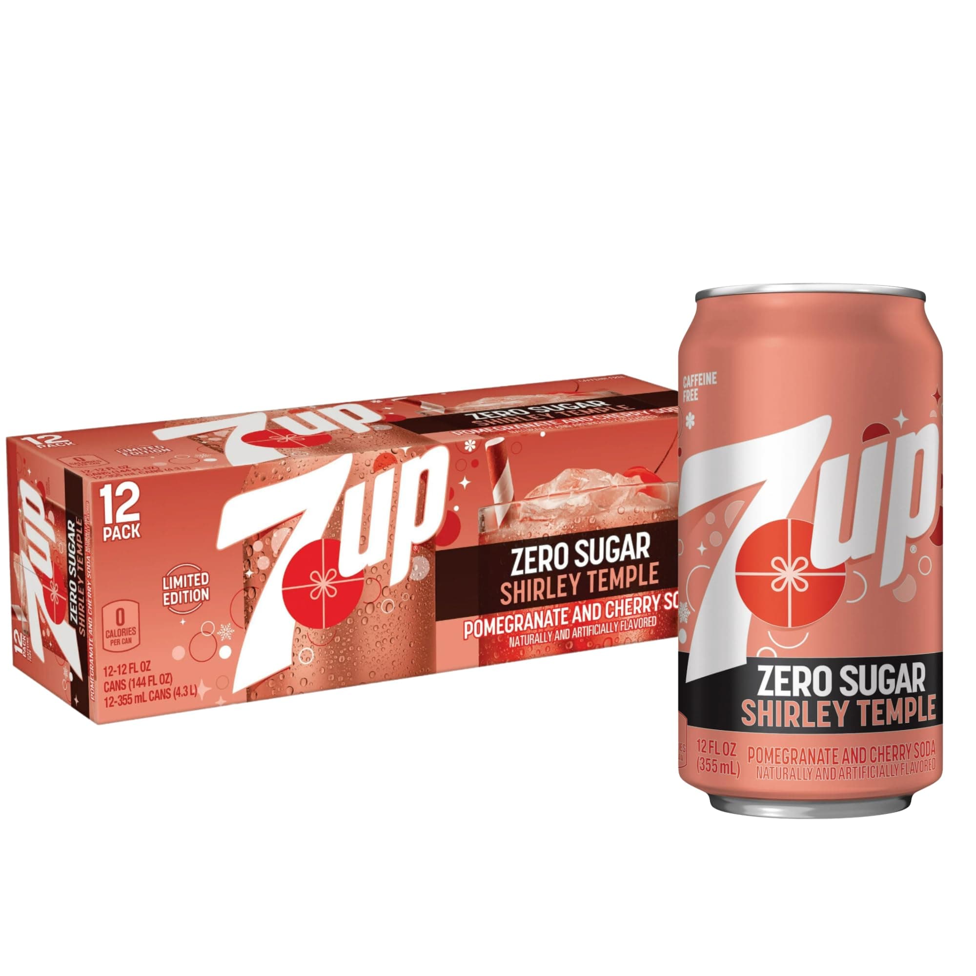 Zero Sugar Shirley Temple 12 pack of Cans 12 Fl Oz Each Can | Pomegranate and Cherry Soda