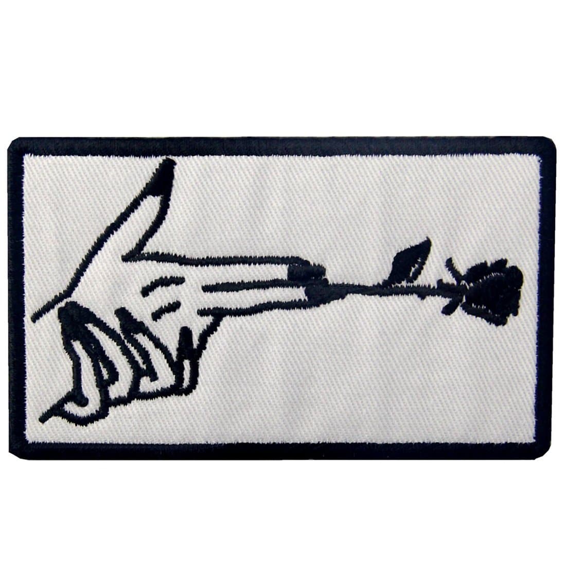 Finger Gun And Flower Applique Embroidered Hand Gesture Badge Iron On Sew On Patch