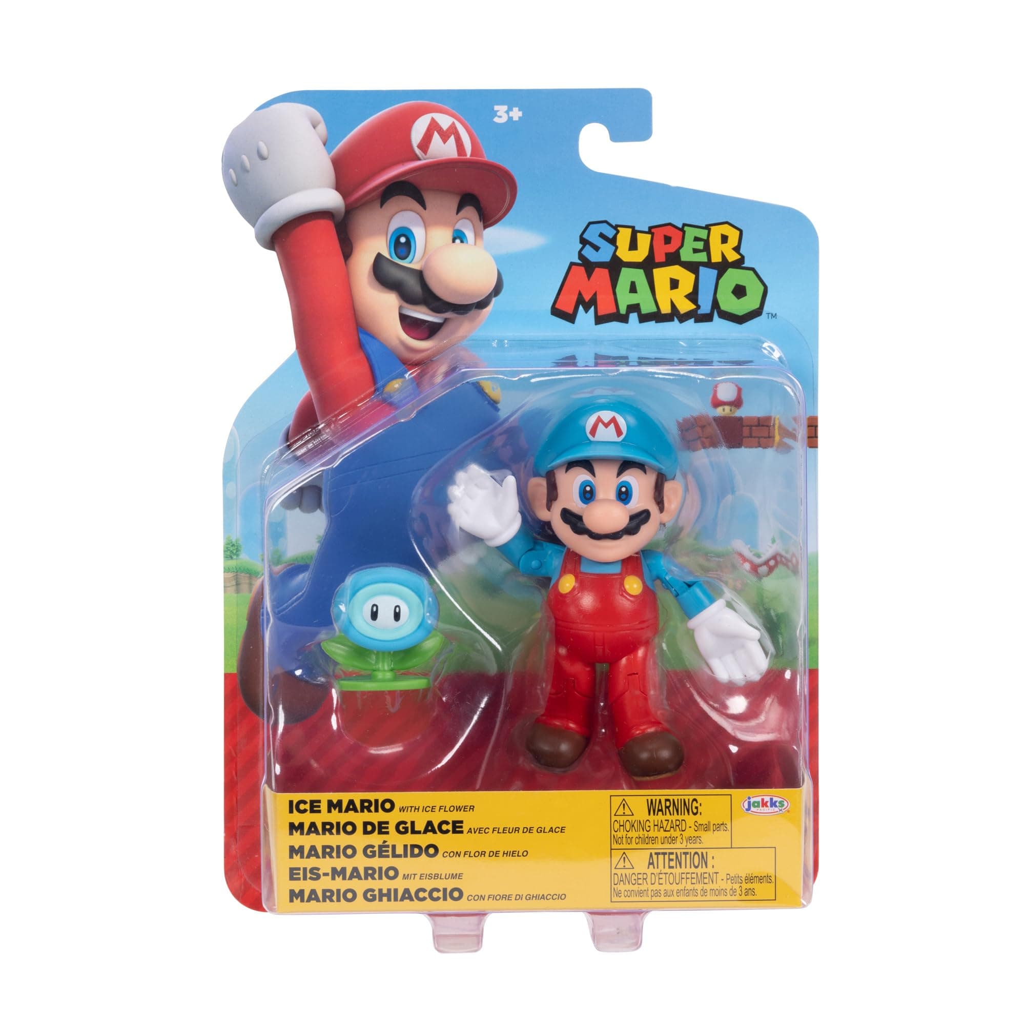 World of Nintendo Super Mario 4" Action Figure + Accessory - Ice Mario + Flower