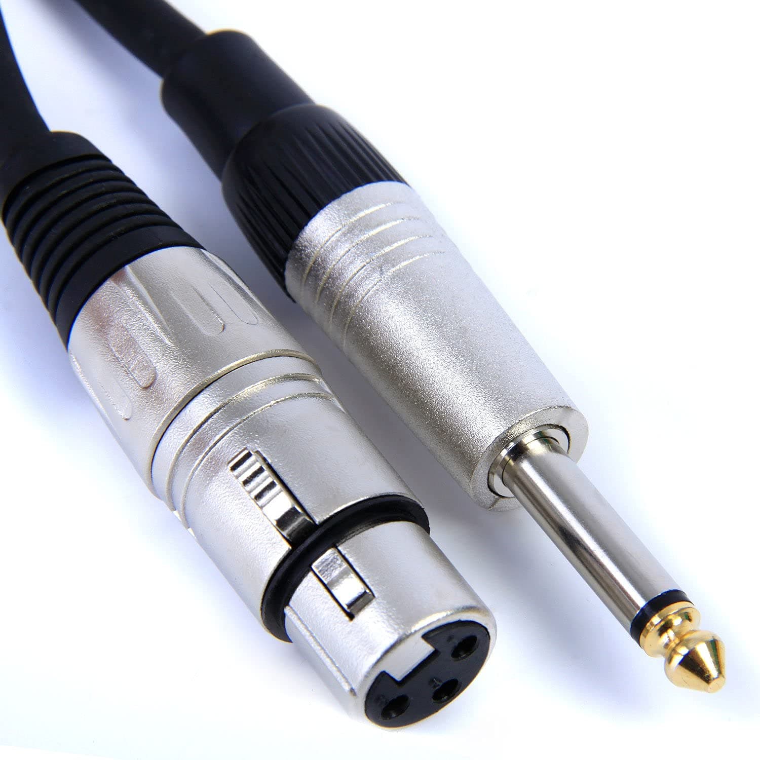 Female XLR to 1/4" Jack Mic Lead - 1m Black Microphone Cable Music Gear