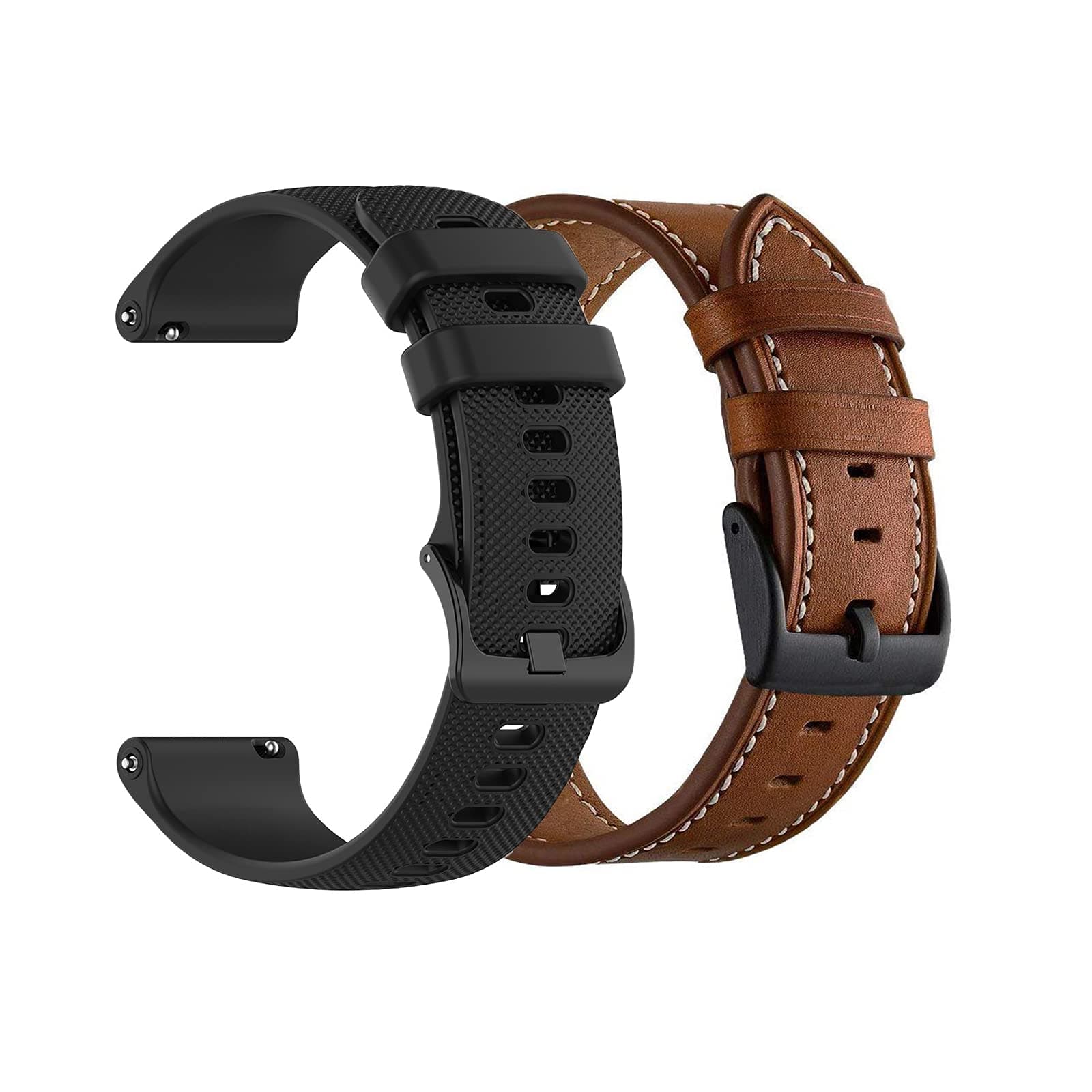 22mm Watch Bands Compatible for Fossil Gen 6/5E 44mm Bands Silicone+Leather, Replacement Sport Strap+Leather Strap for Fossil Gen5 Men's Carlyle Garrett/Women's Julianna Smart Watch