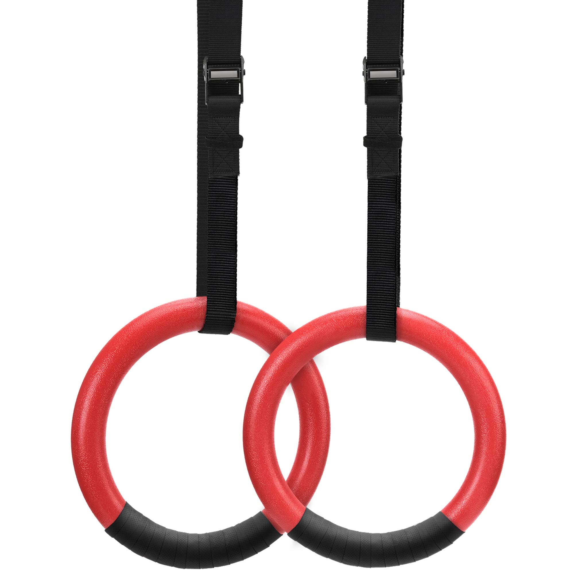 PACEARTH Gymnastic Rings 1100lbs Capacity with 14.76ft Adjustable Buckle Straps Pull Up Exercise Rings Non-Slip Rings for Home Gym Full Body Workout
