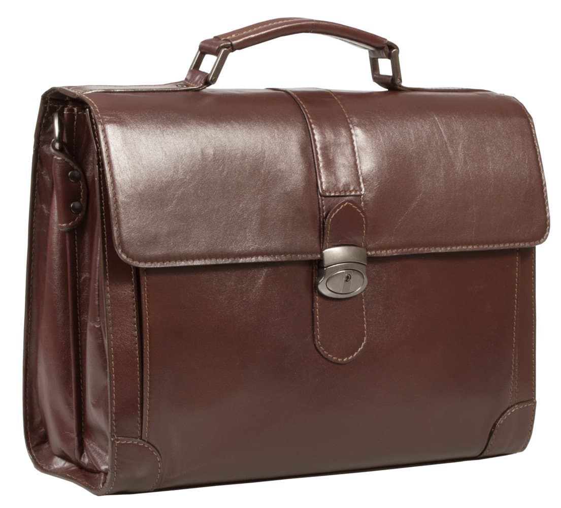 Hideonline Real Leather Briefcase Laptop Bag Business Case Mens Bag 15" Brown Smooth Leather Shoulder Bag In Unique Style