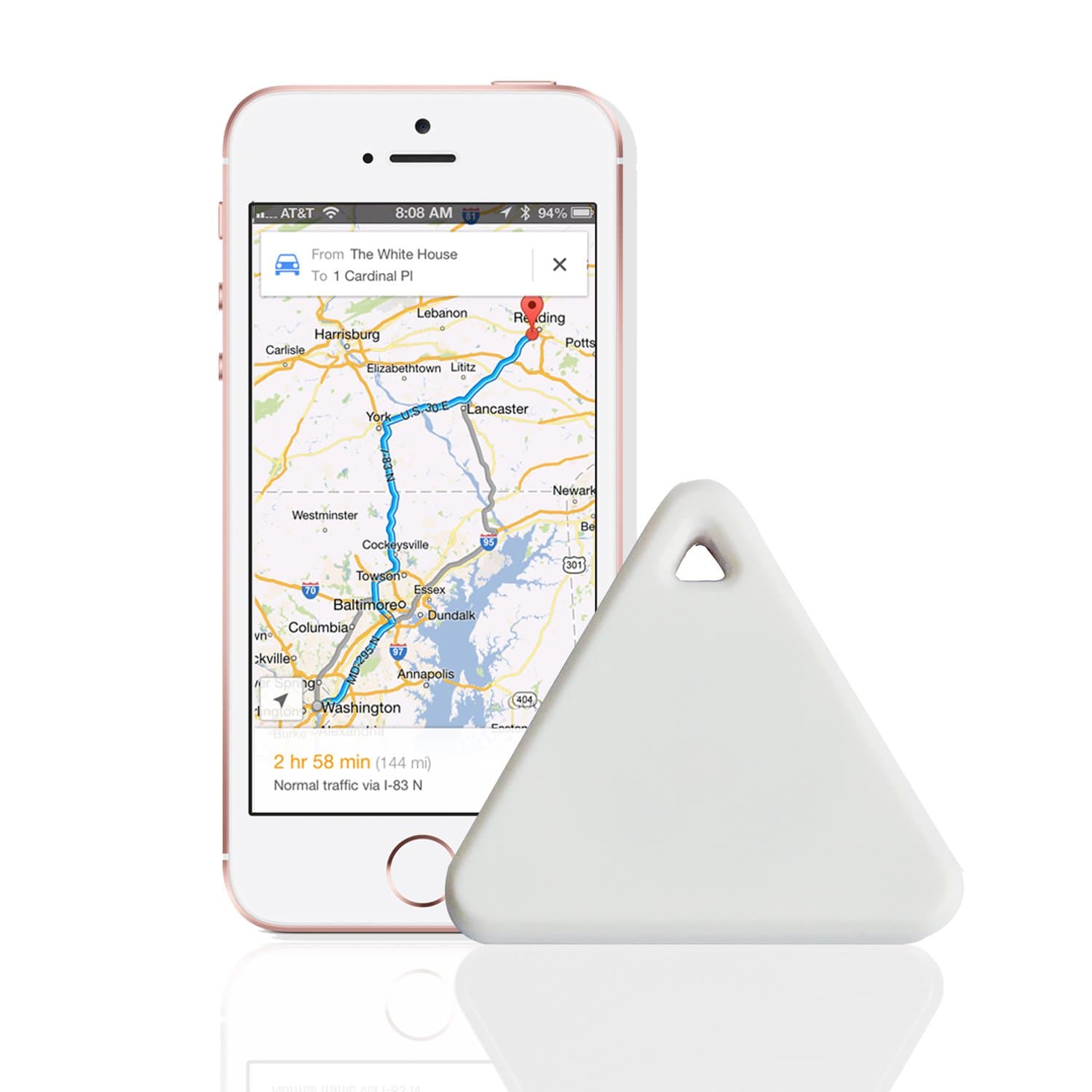 Zizon Bluetooth Smart Tag Tracker Pet Child Tracking Key Finder GPS Locate Alarm(Triangle_White)