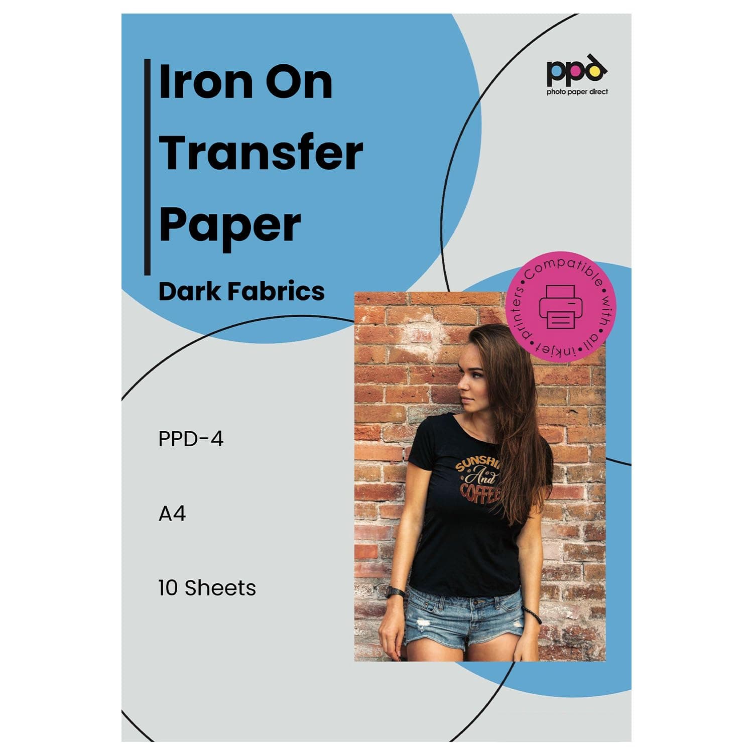 PPD Inkjet Premium T Shirt Transfer Paper A4 for Dark Fabric x 10 Sheets PPD-4-10