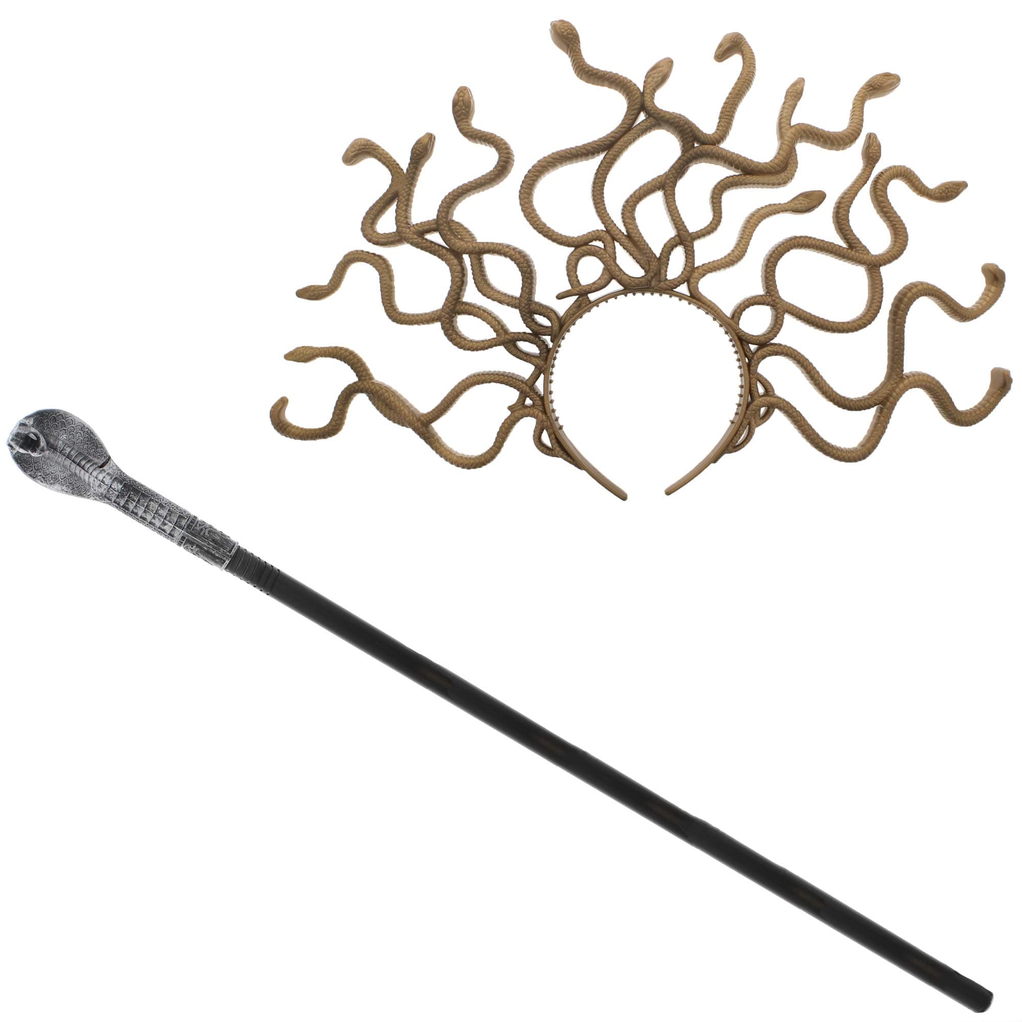 Zac's Alter Ego Womens Medusa Snake Headpiece/Headband & Snake Headed Staff