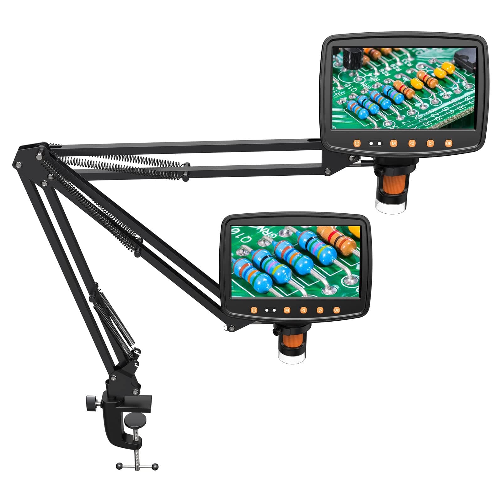 Microscope Arm Stand，Adjustable Metal Bracket with Clamp and Grommet Base，Coin Microscope Mount ，Compatible with Model DM4 DM9 MS2 MS1 MS3& Most 4.3'',7'' Digital Microscopes (1.65（for MS1,MS3)