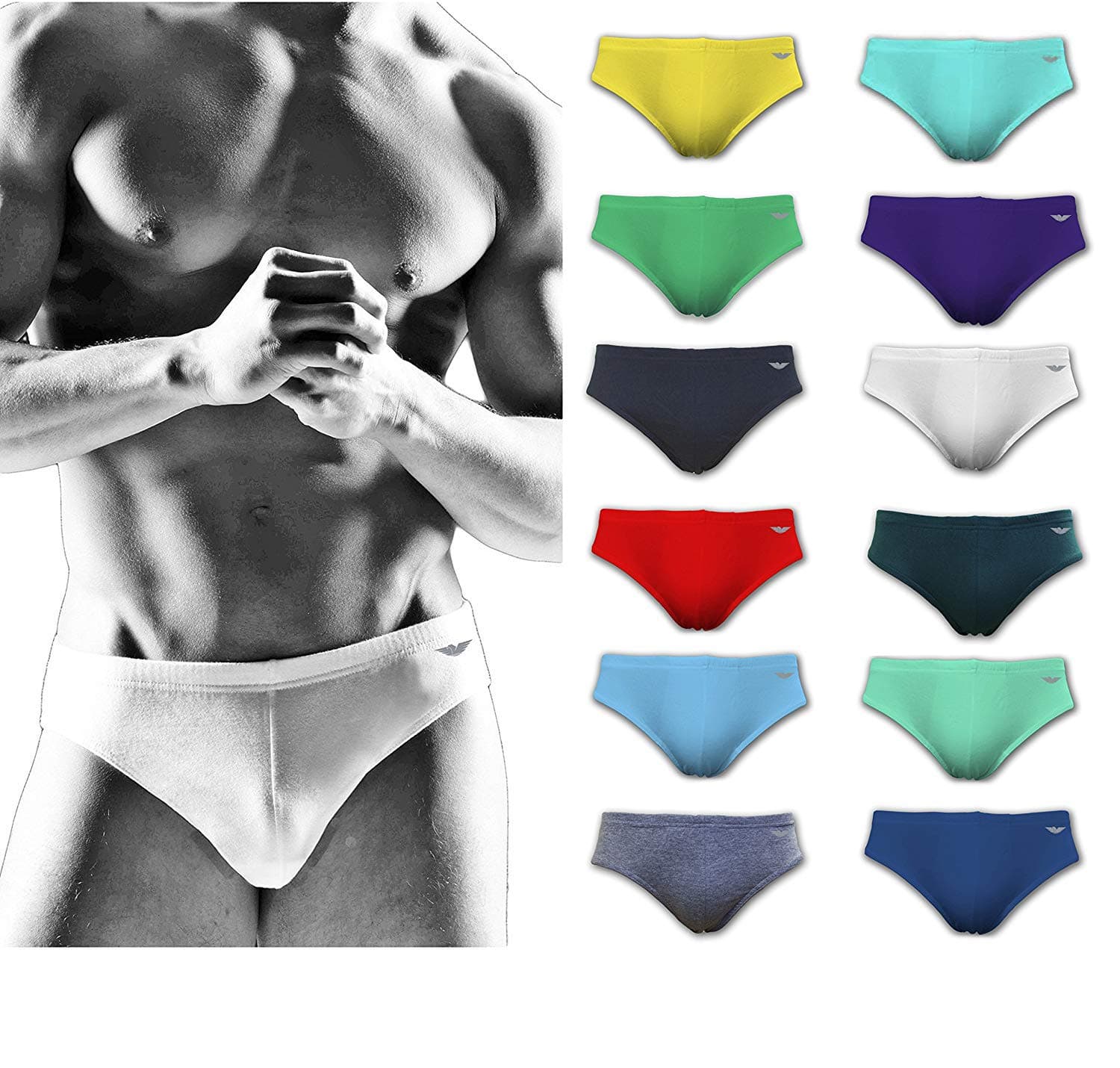 Men's 12 Pack Sport Bikini Briefs | 100% Cotton