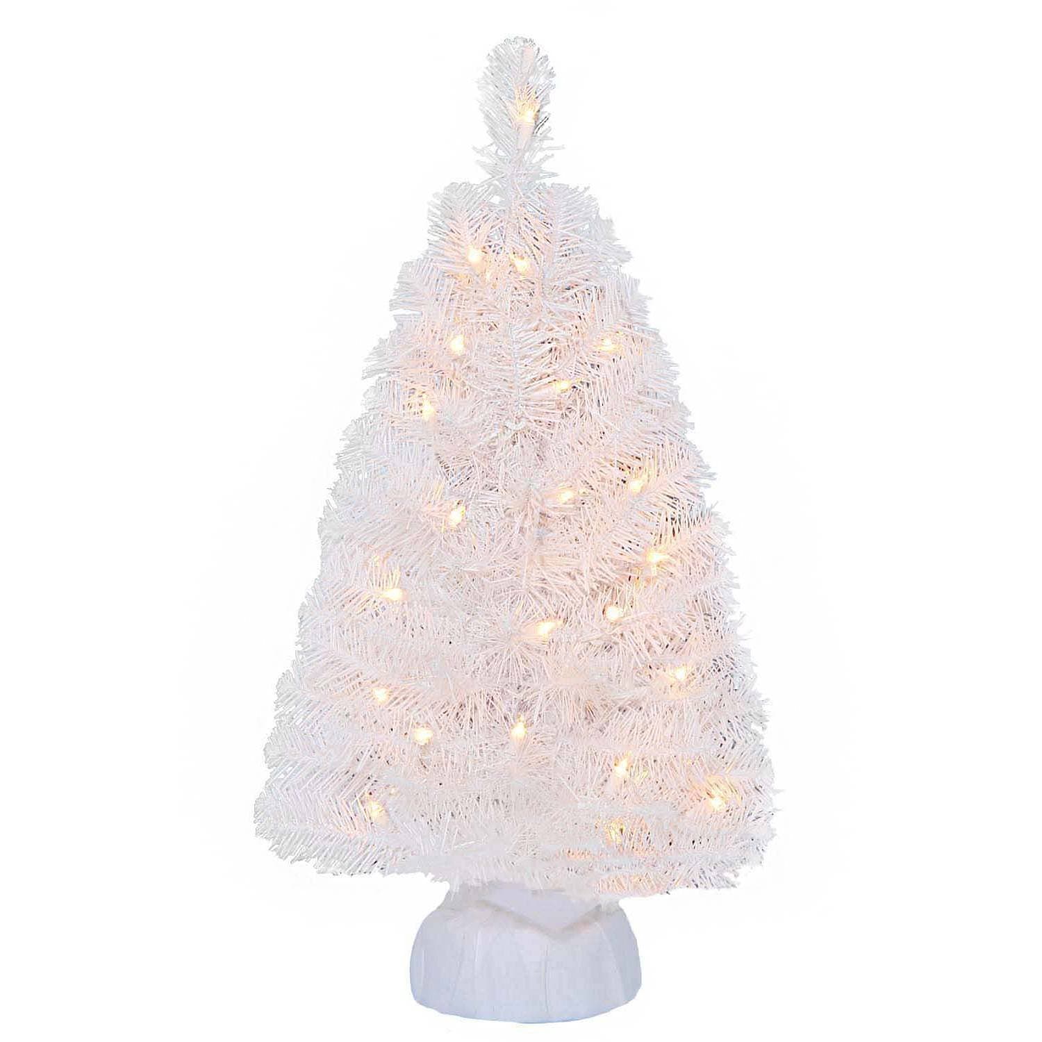 Eclectic Blackbird Small Artificial Christmas Tree Pre-lit - 24 inch Snowy White Christmas Tree Pre-lit Battery Operated Lights (1)