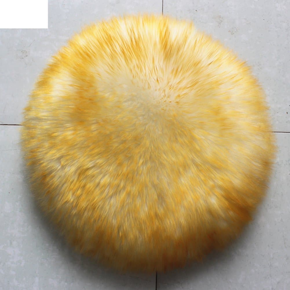 KSIEFBNFDF Pure wool seat cushion Round seat mat Round stool seat mat Soft and comfortable Long hair-F diameter30cm(12inch)