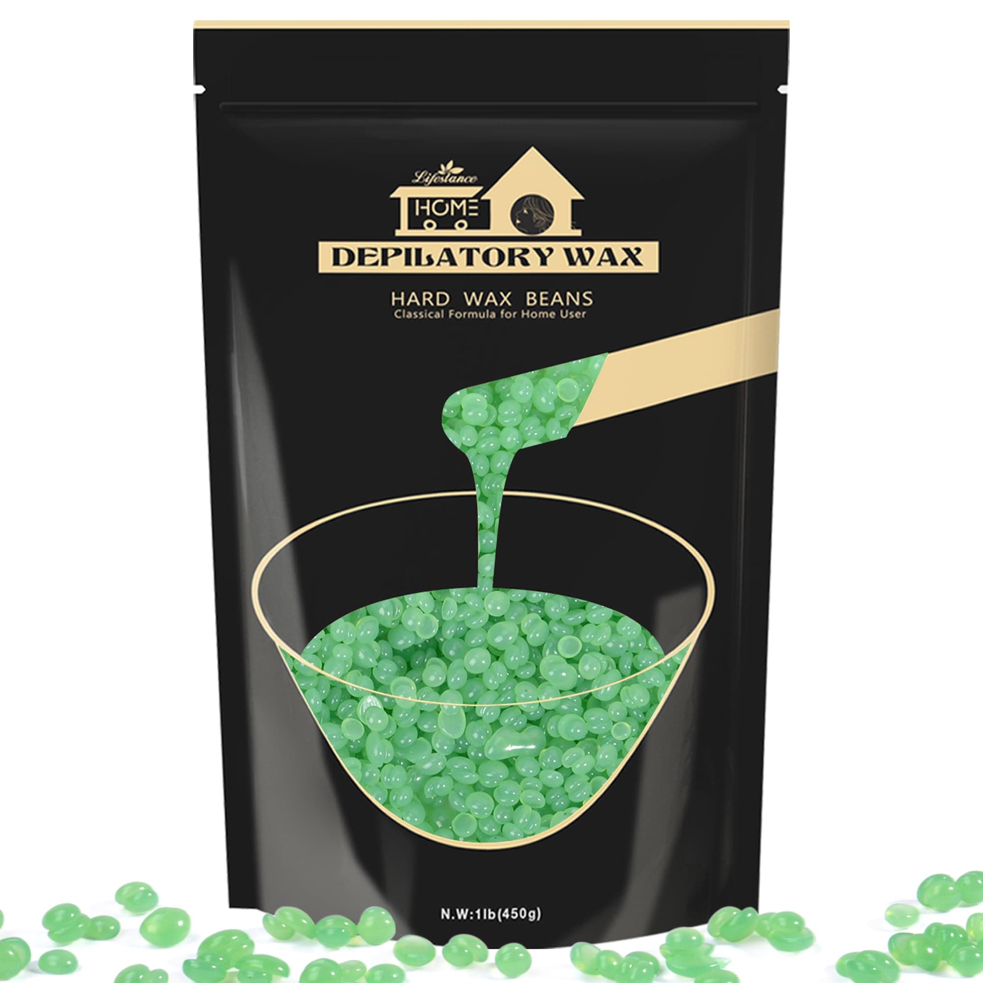 Hard Wax Beads 450g, Aloe Vera Wax for Sensitive Skin Hair Removal, Hypoallergenic and Painless for Whole body Waxing