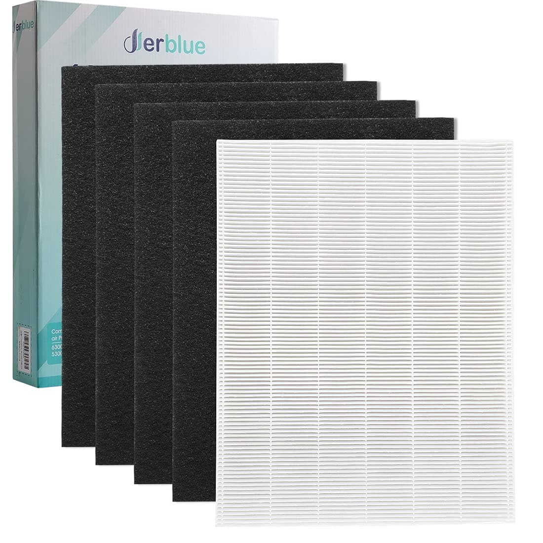 DerBlue1 Sets Filter & 4Pcs Carbon Replacement Filters A 115115 Size 21 Compatible with Winix PlasmaWave 5300 6300 5300-2 6300-2 P300 C535