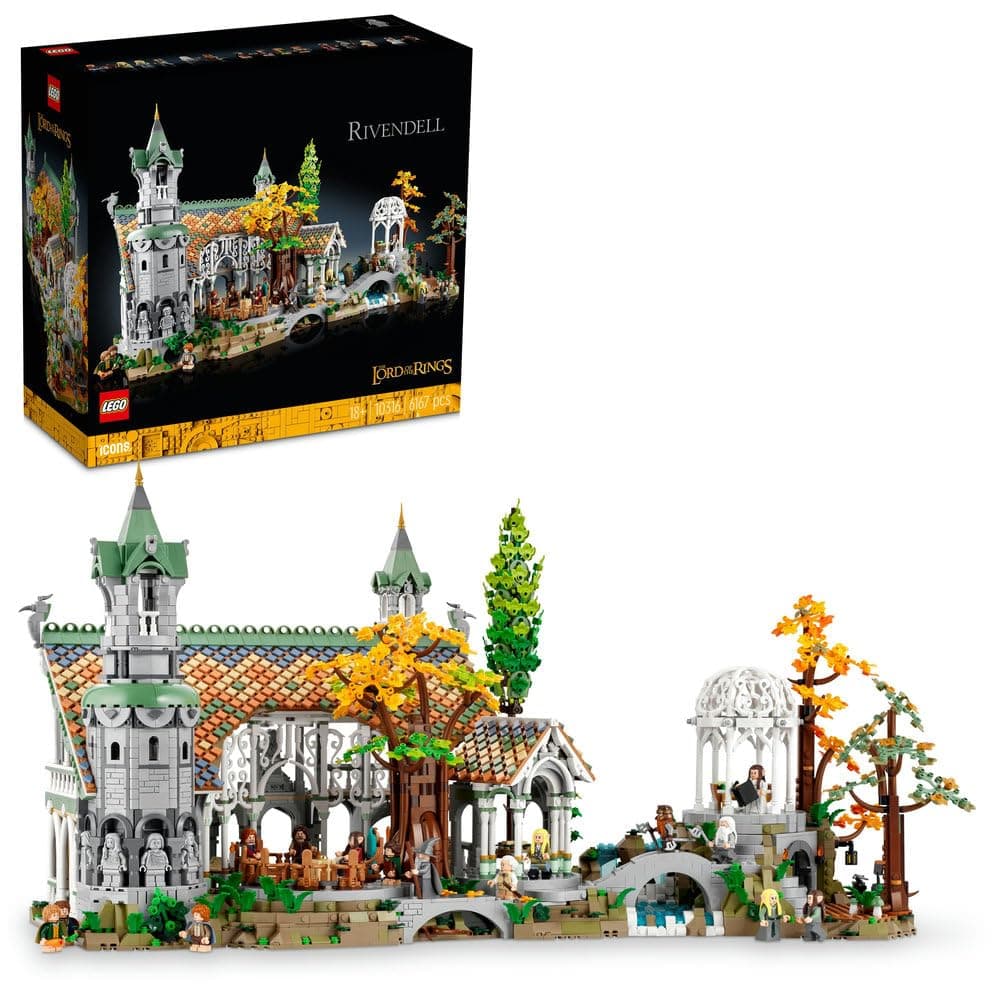 10316 Icons The Lord of the Rings: Rivendell, Construct and Display Middle-earth Valley, Large Immersive Set for Adults with 15 Minifigure Characters Incl. Frodo, Sam and Bilbo Baggins